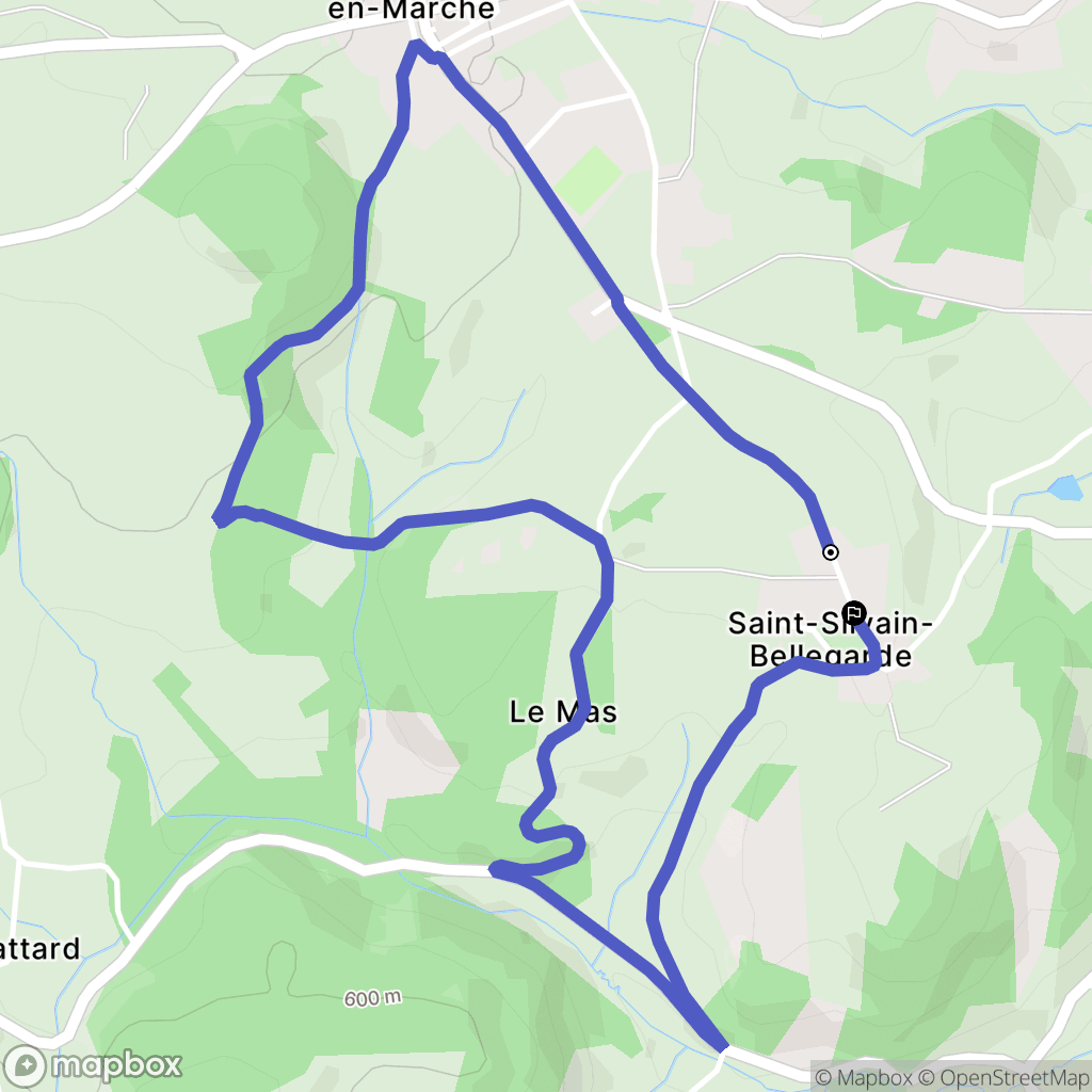 Saint-Silvain-Bellegarde : carte du parcours de randonnée - France
