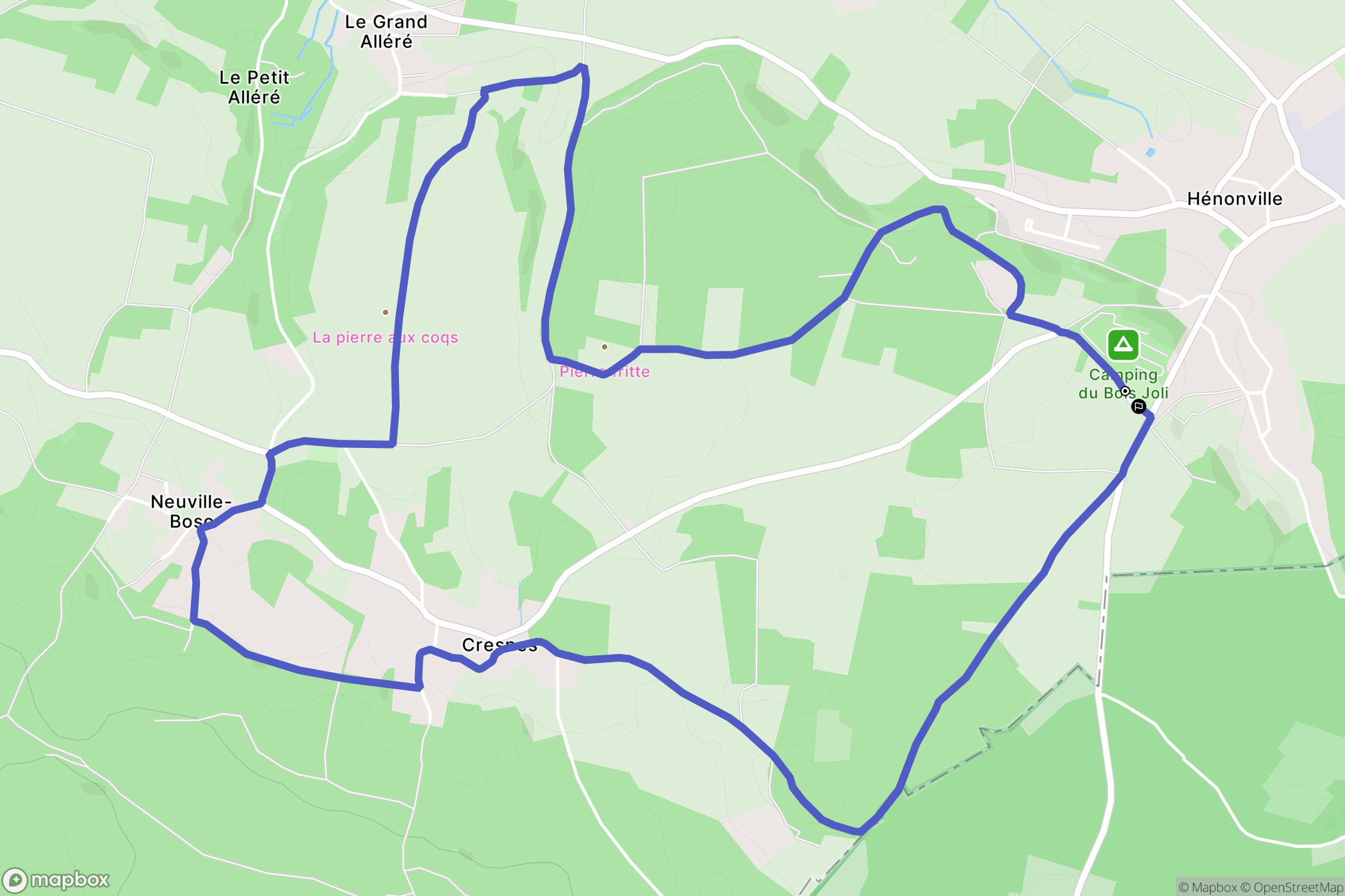 Hénonville : carte du parcours de randonnée - France