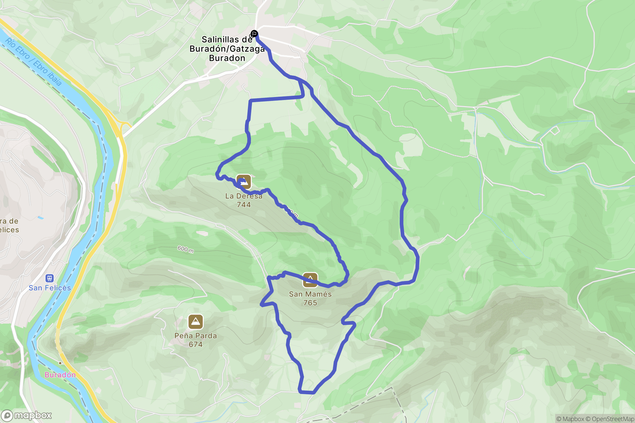 Gatzaga Buradon : carte du parcours de randonnée - Spain