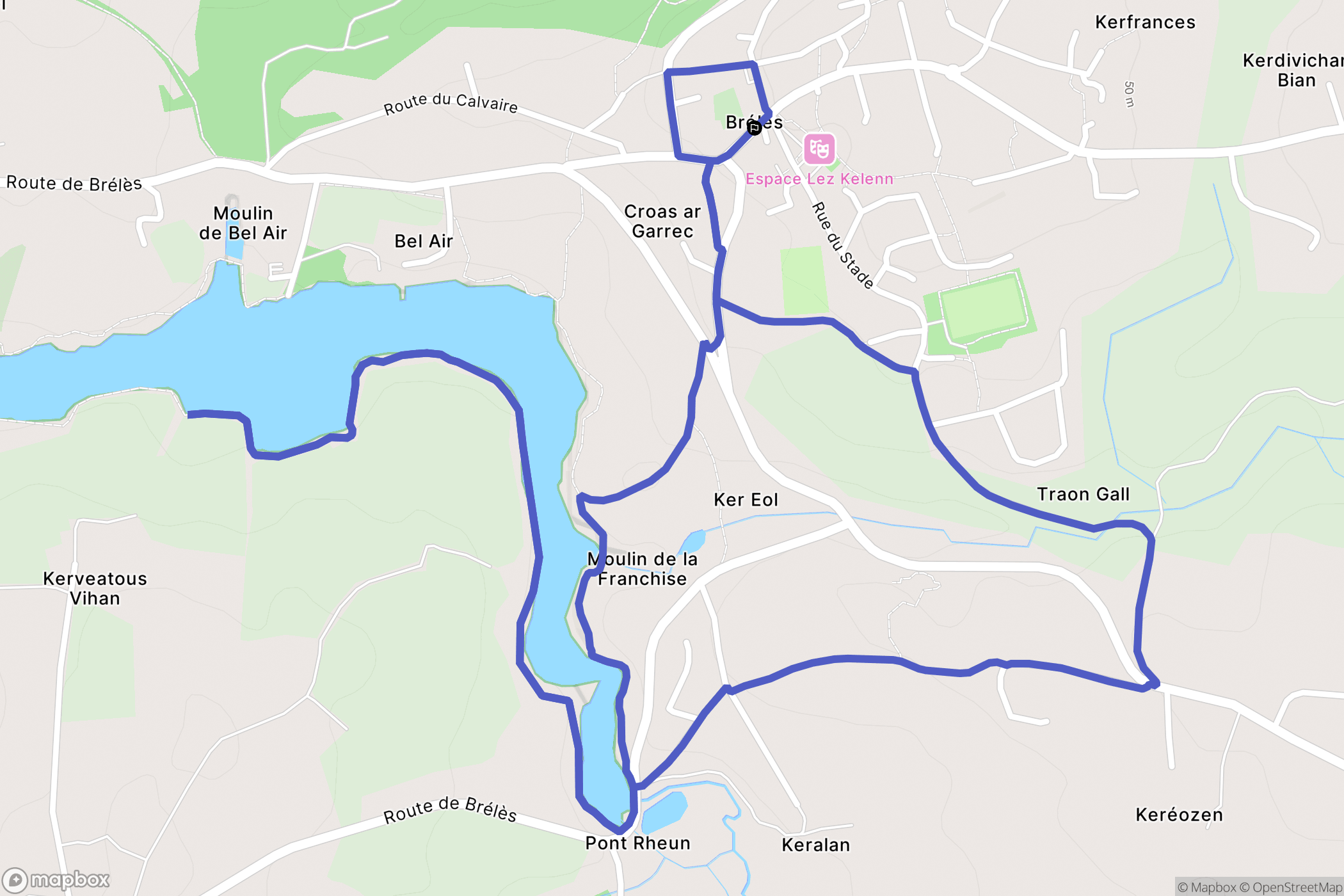 Brélès : carte du parcours de randonnée - France