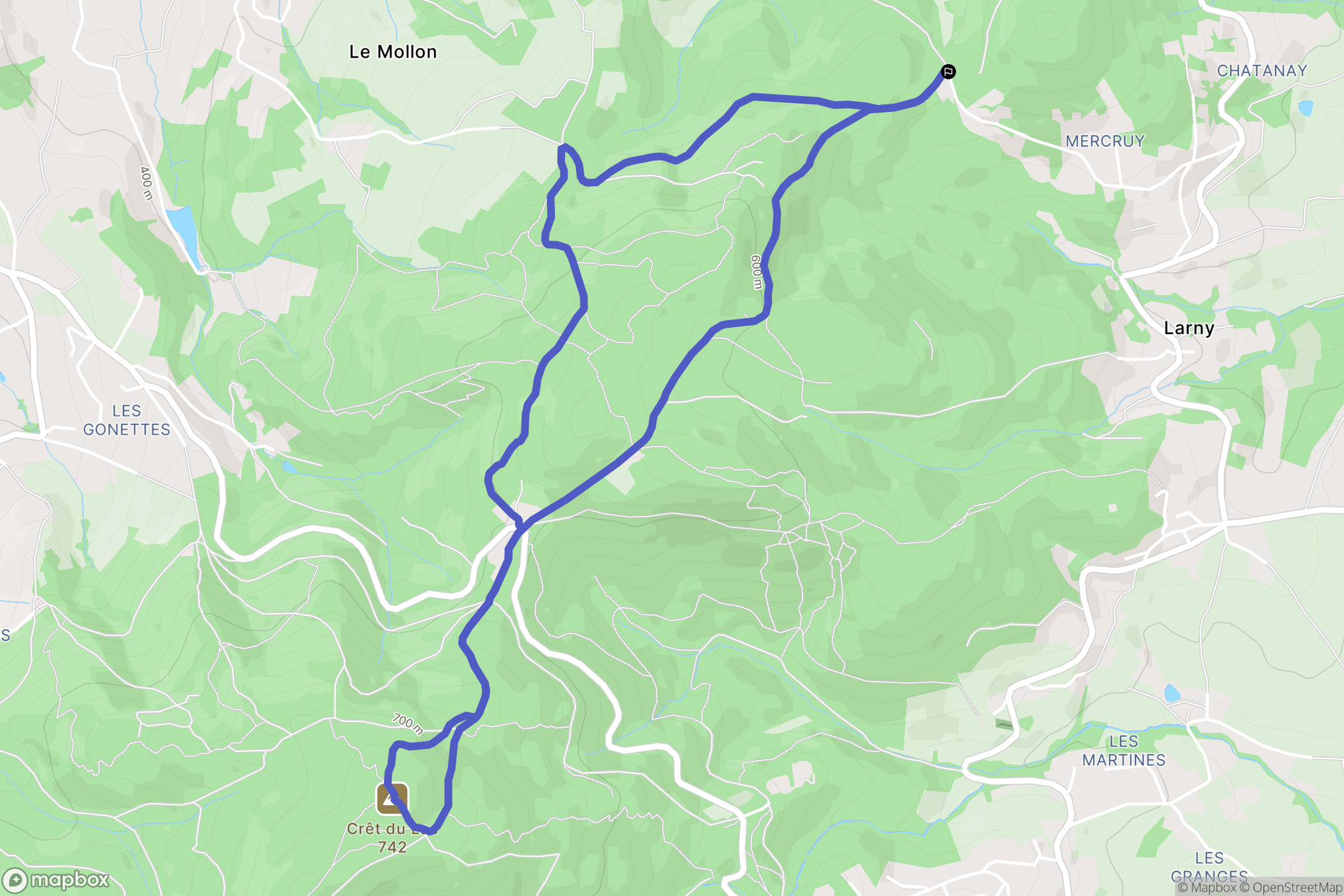 Pollionnay : carte du parcours de randonnée - France
