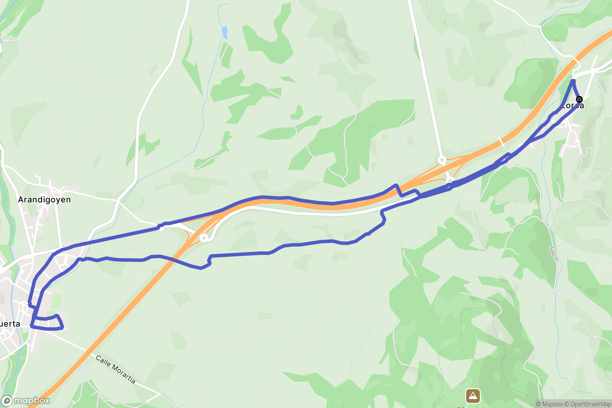 Lorca : carte du parcours de randonnée - Spain