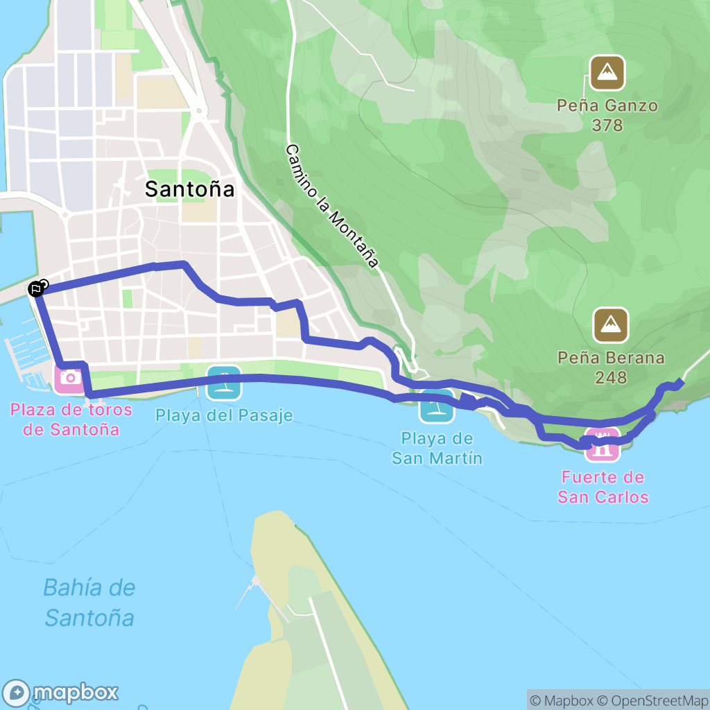 Santoña : carte du parcours de randonnée - Spain