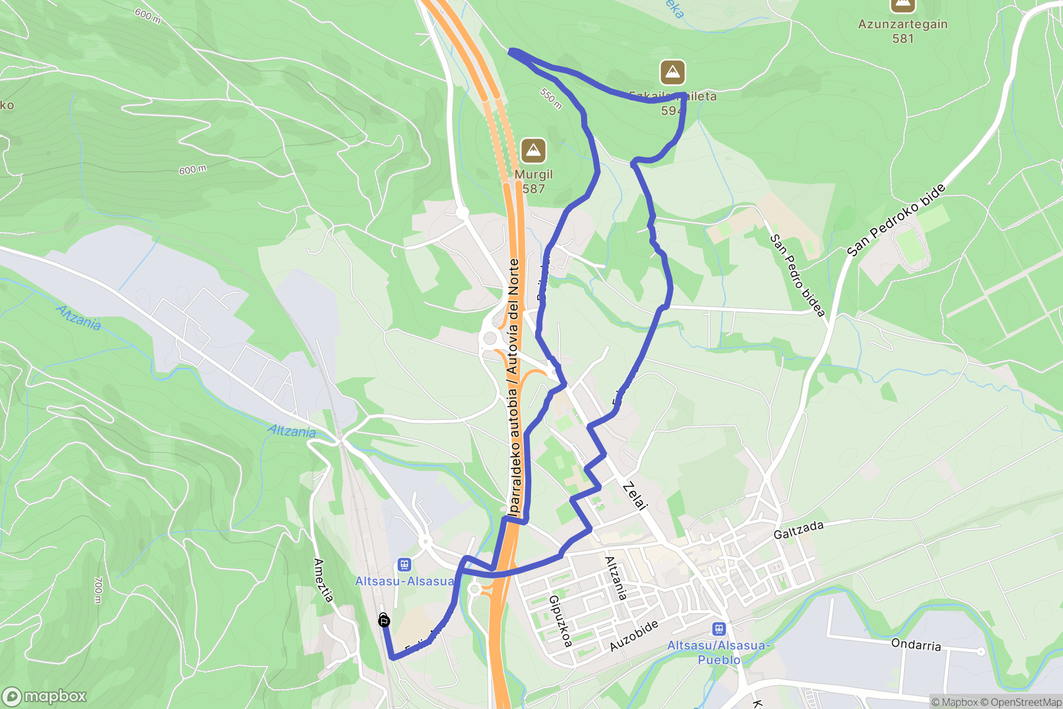 Altsasu : carte du parcours de randonnée - Spain