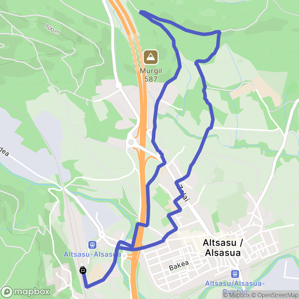 Altsasu : carte du parcours de randonnée - Spain