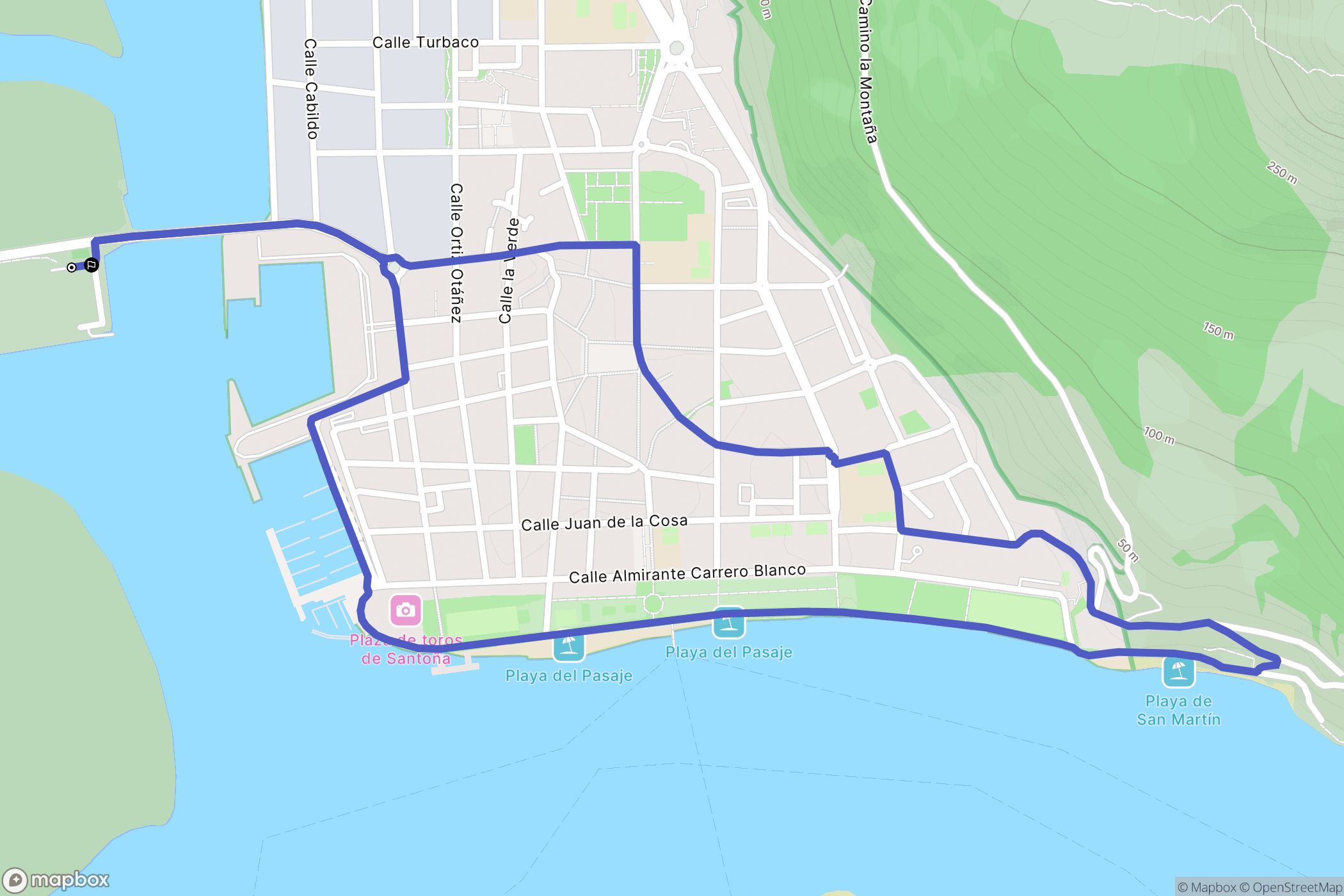 Santoña : carte du parcours de randonnée - Spain