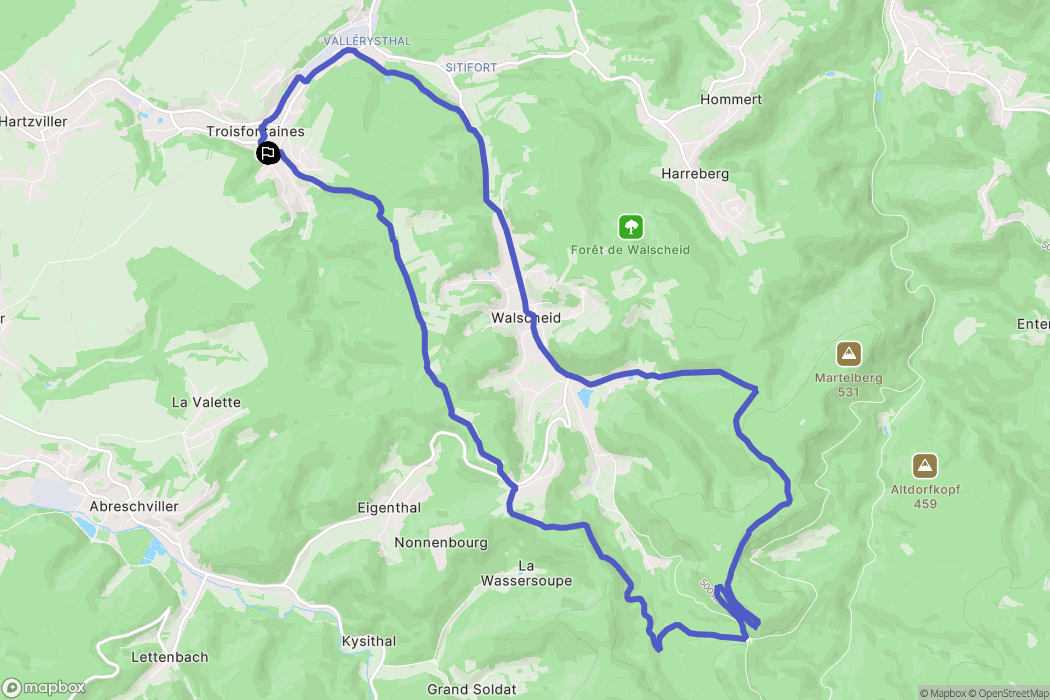 Troisfontaines : carte du parcours de randonnée - France