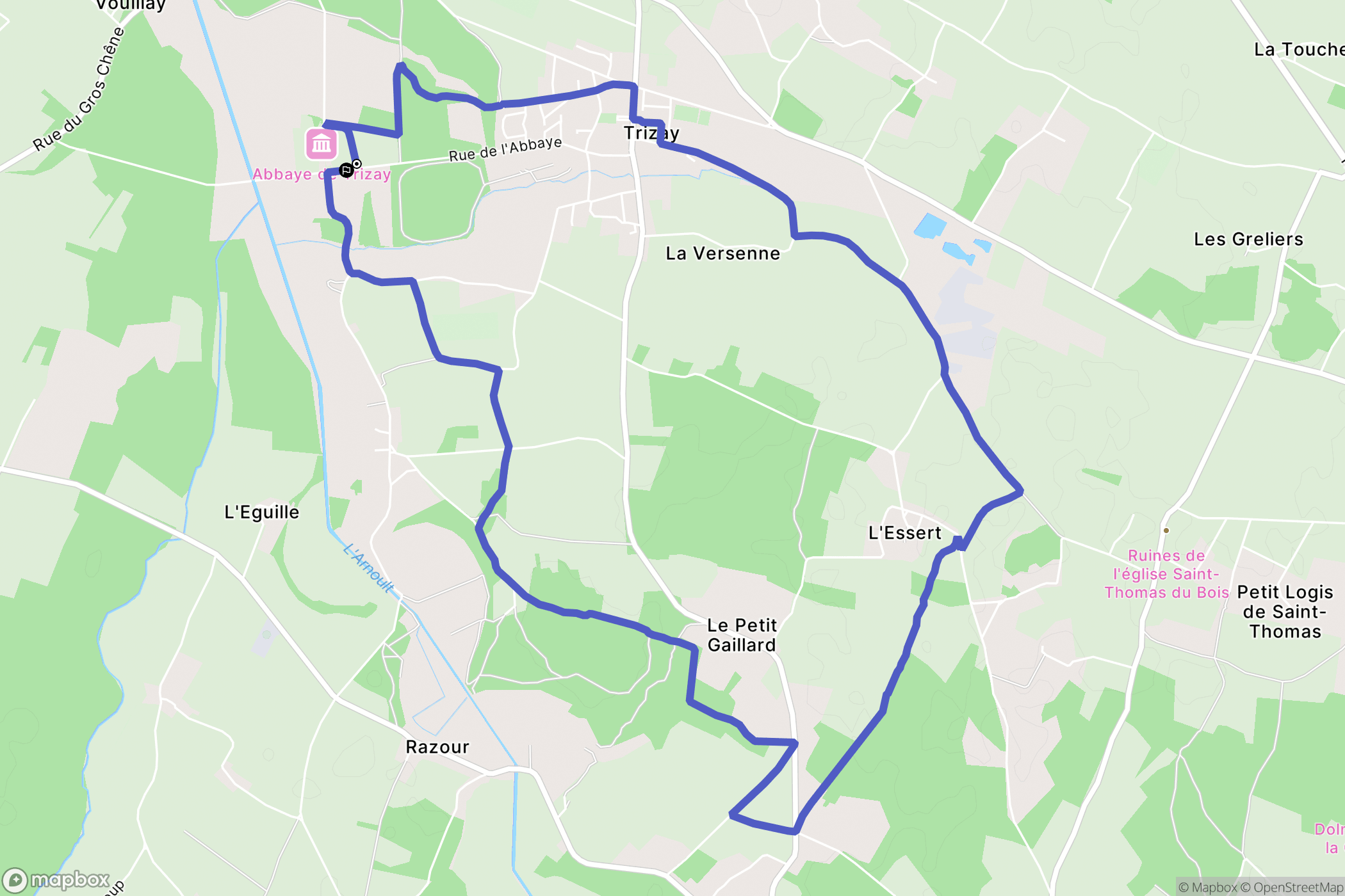 Trizay : carte du parcours de randonnée - France