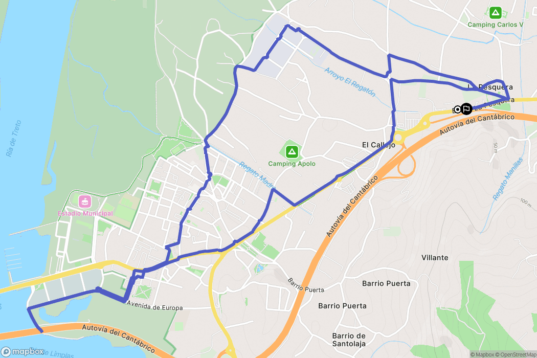 Laredo : carte du parcours de randonnée - Spain
