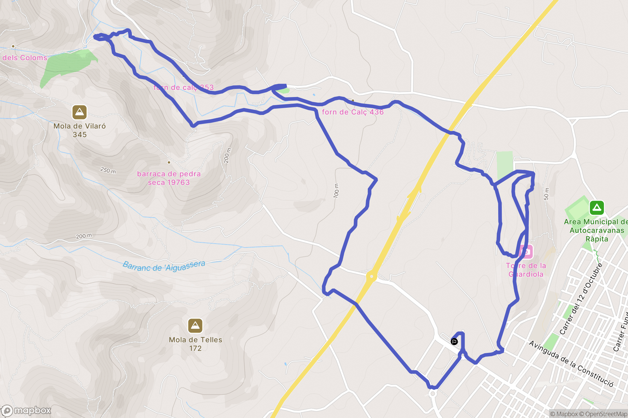 La Ràpita : carte du parcours de randonnée - Spain