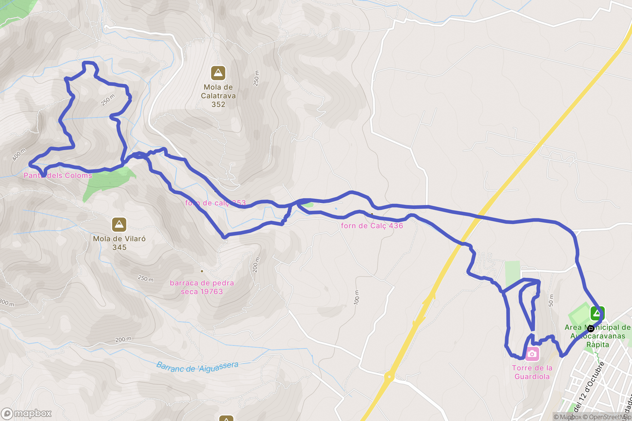 La Ràpita : carte du parcours de randonnée - Spain