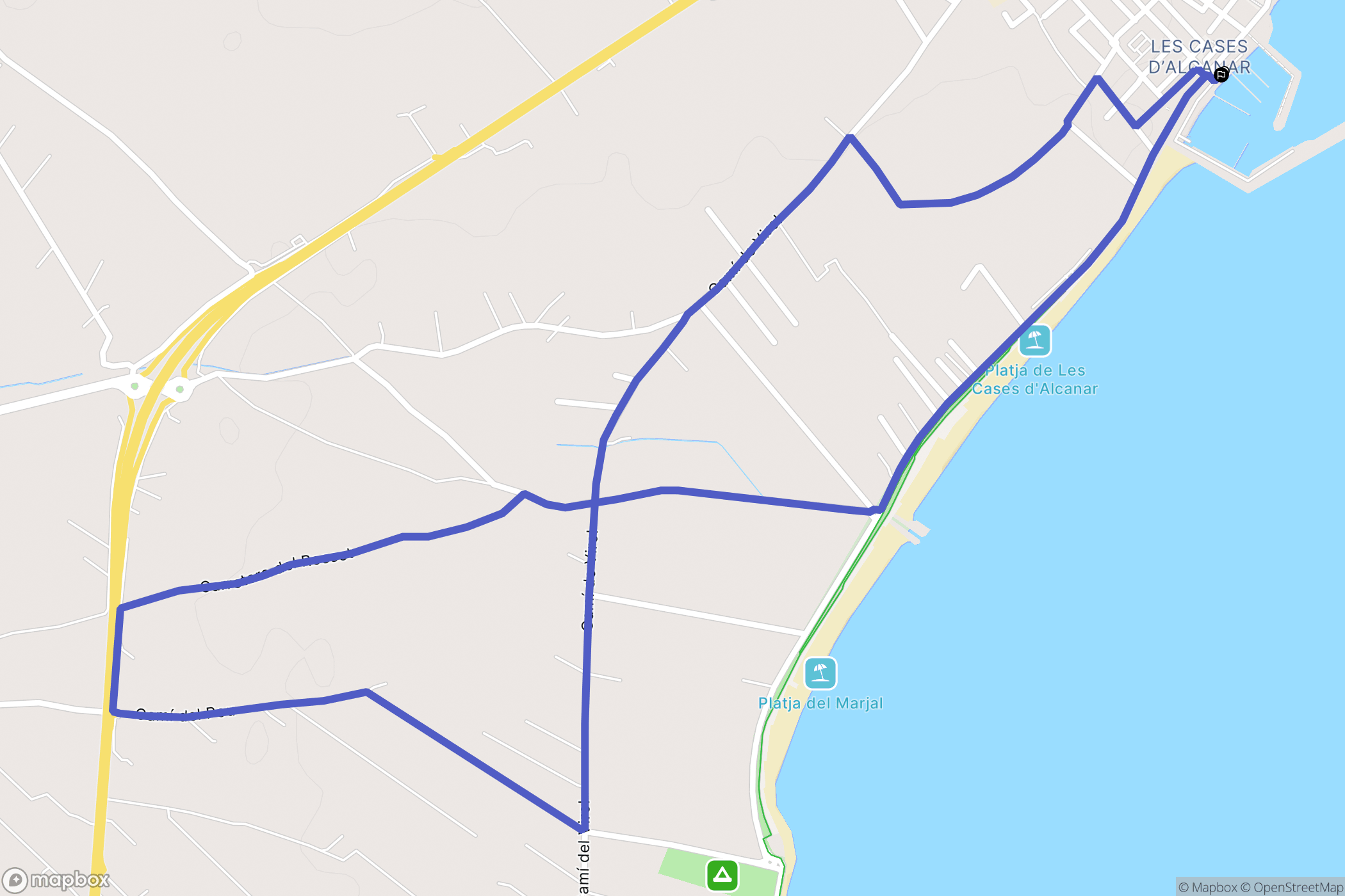 Les Cases d'Alcanar : carte du parcours de randonnée - Spain