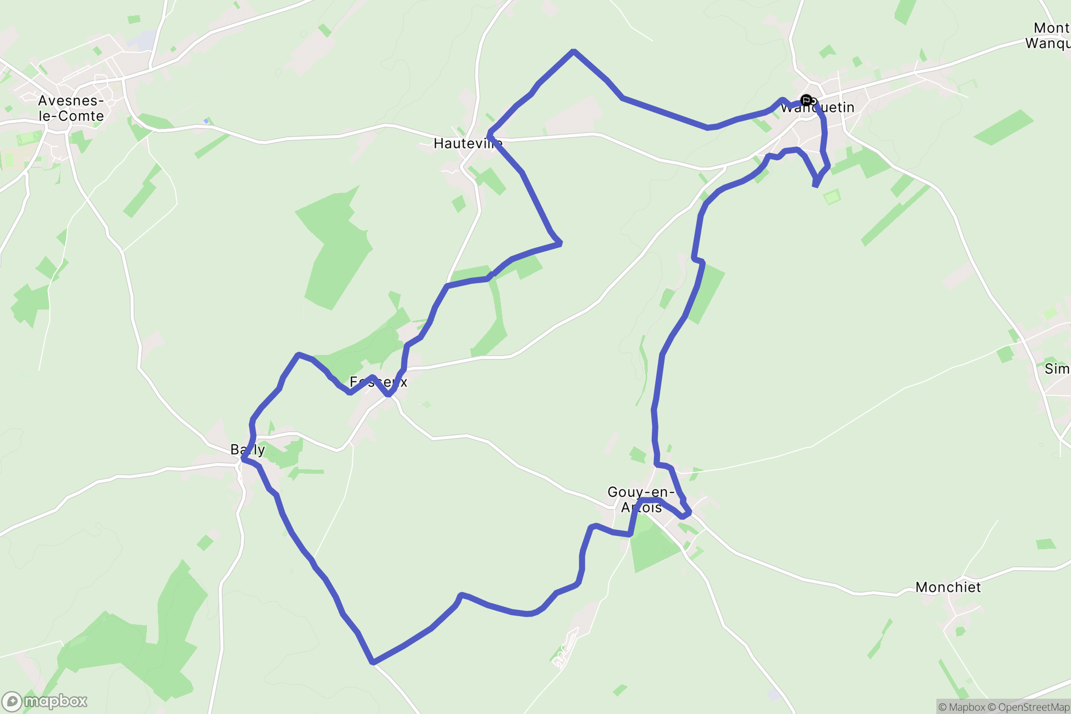 Wanquetin : carte du parcours de randonnée - France