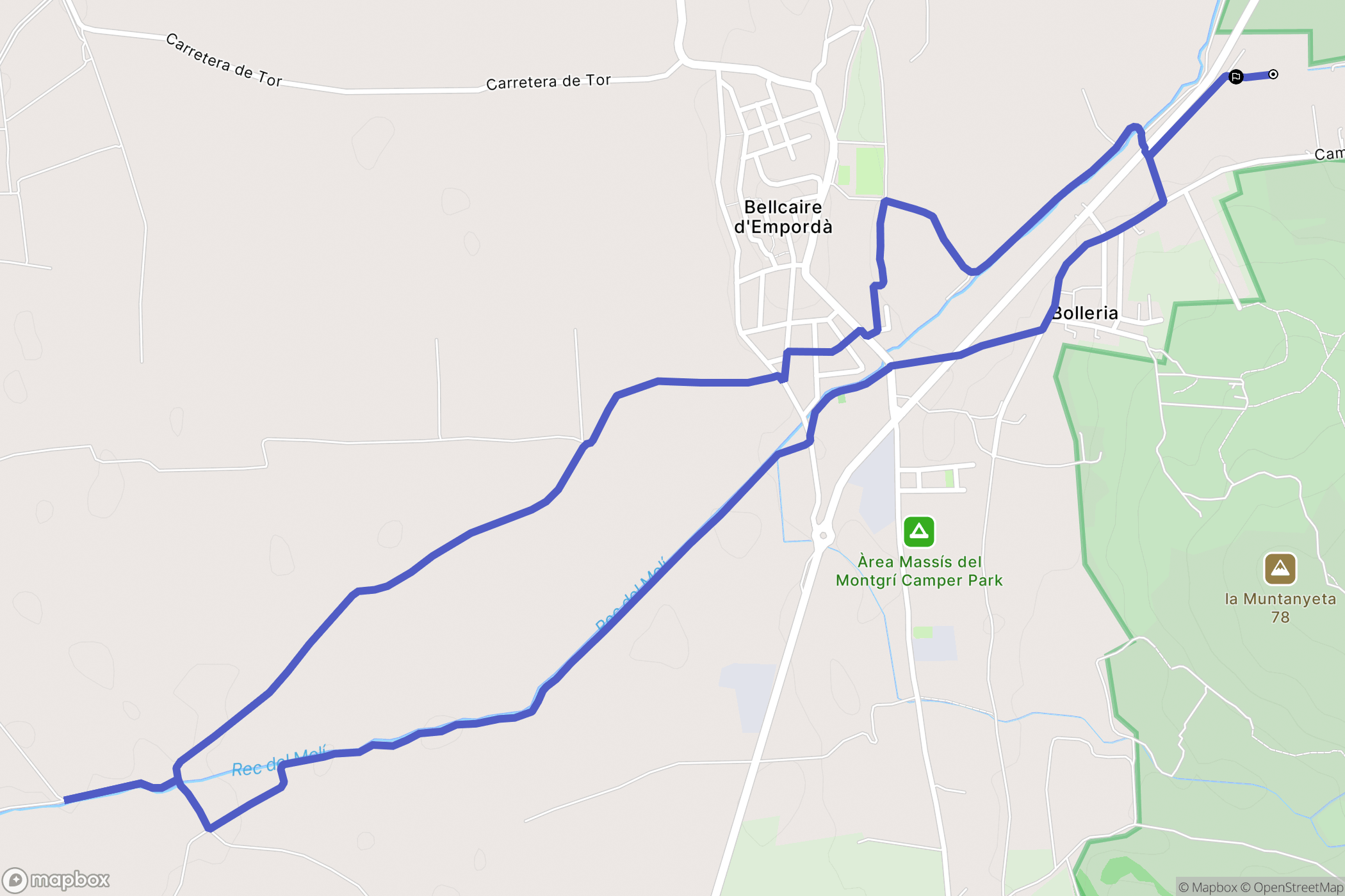 Bellcaire d'Empordà : carte du parcours de randonnée - Spain