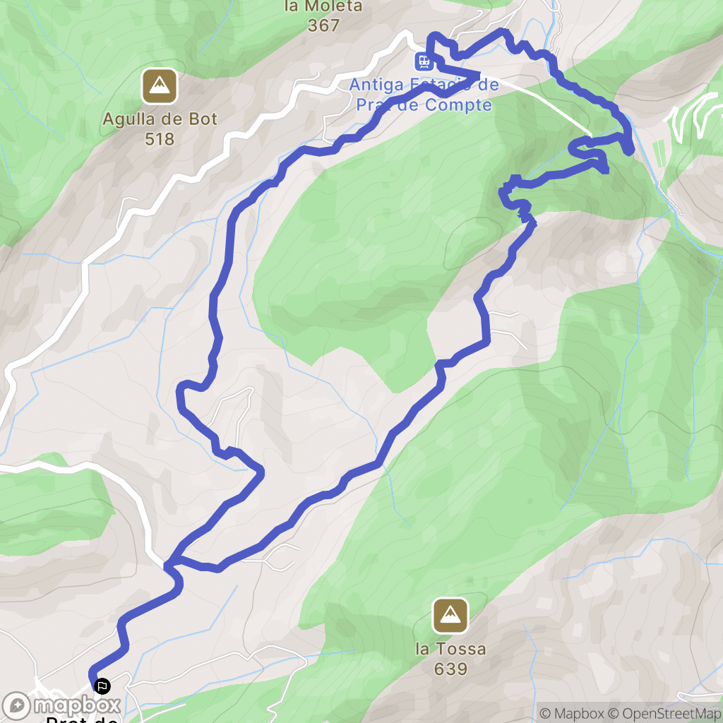 Prat de Comte : carte du parcours de randonnée - Spain