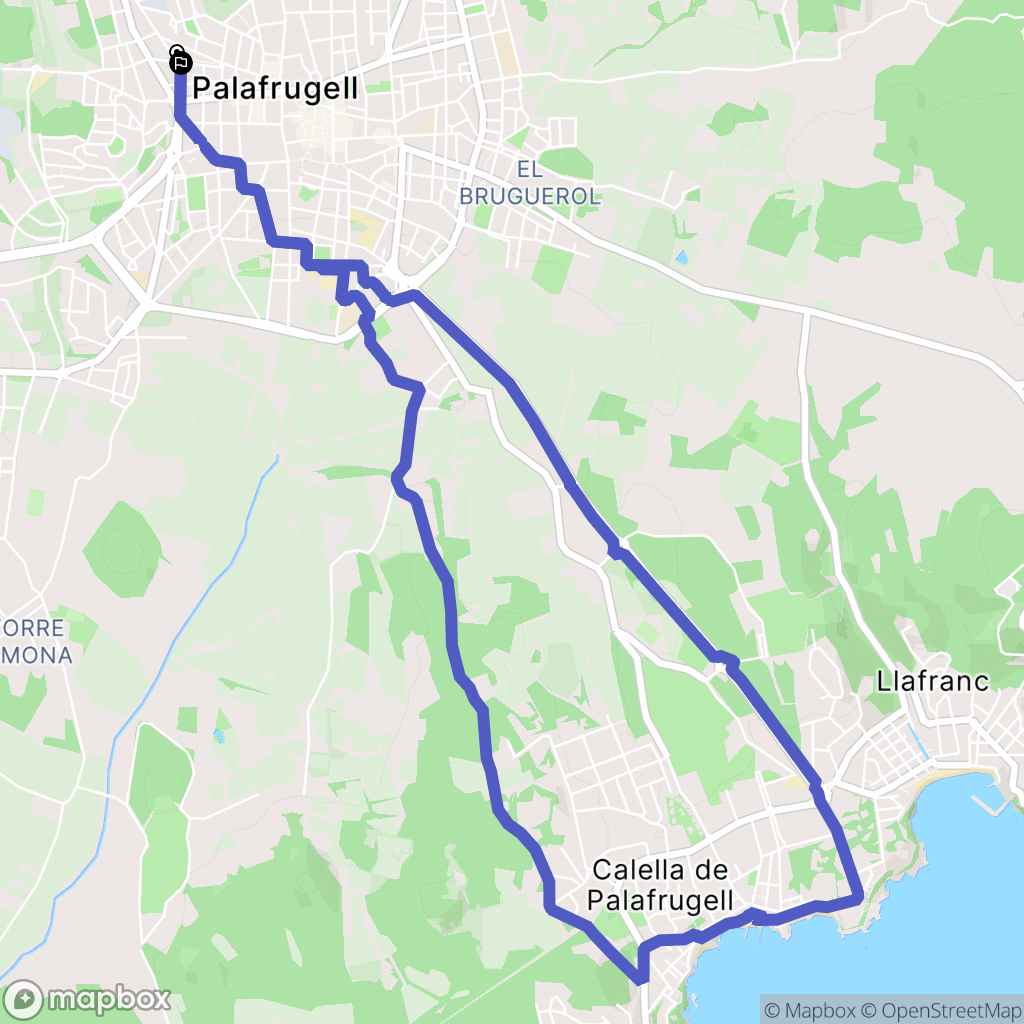 Palafrugell : carte du parcours de randonnée - Spain