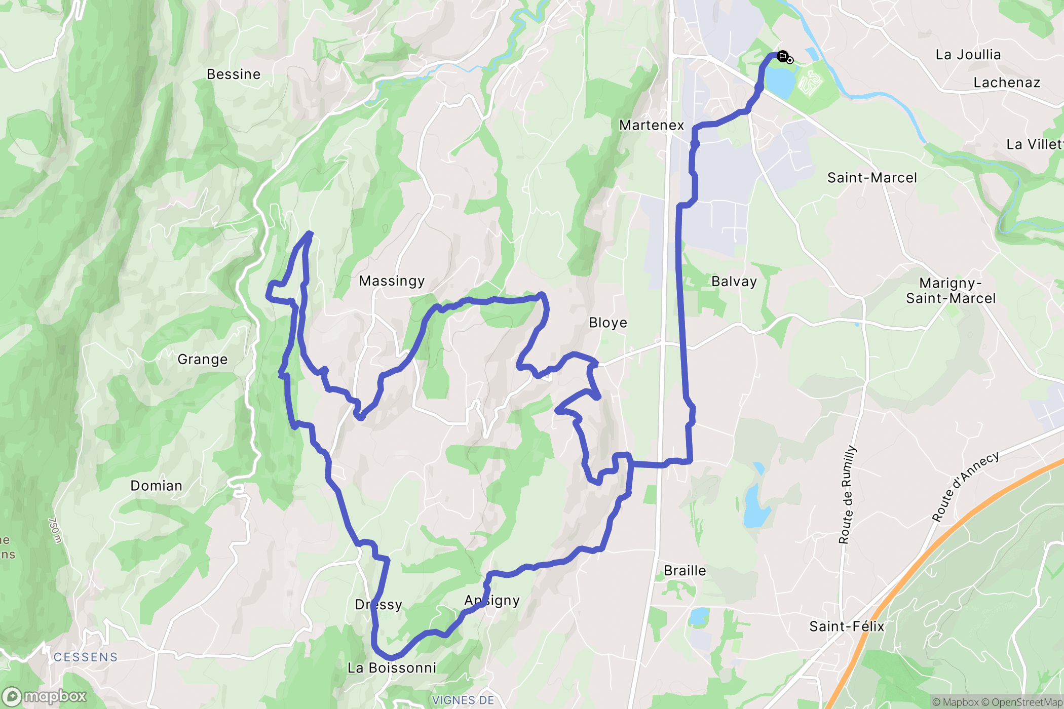 Rumilly : carte du parcours de randonnée - France