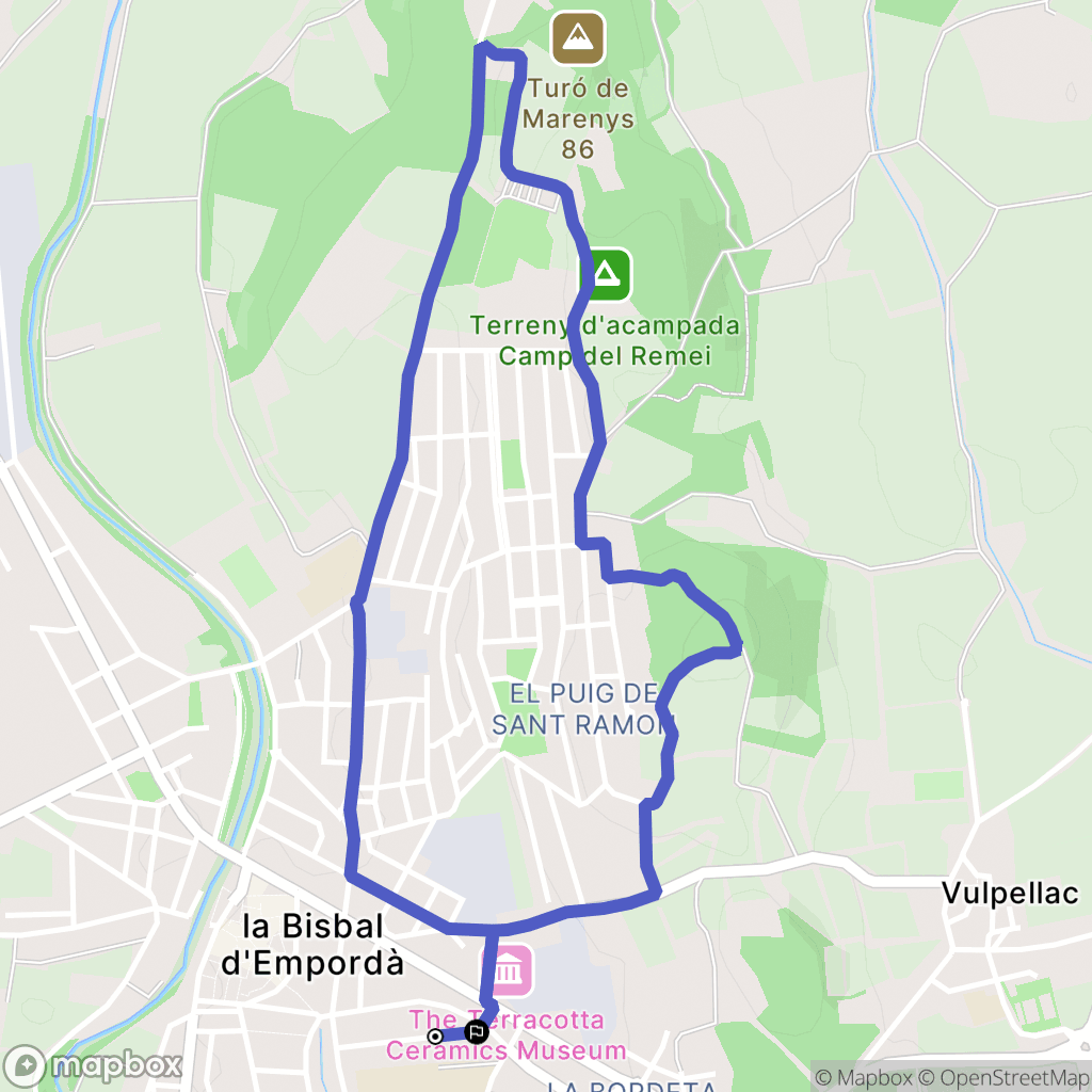 La Bisbal d'Empordà : carte du parcours de randonnée - Spain