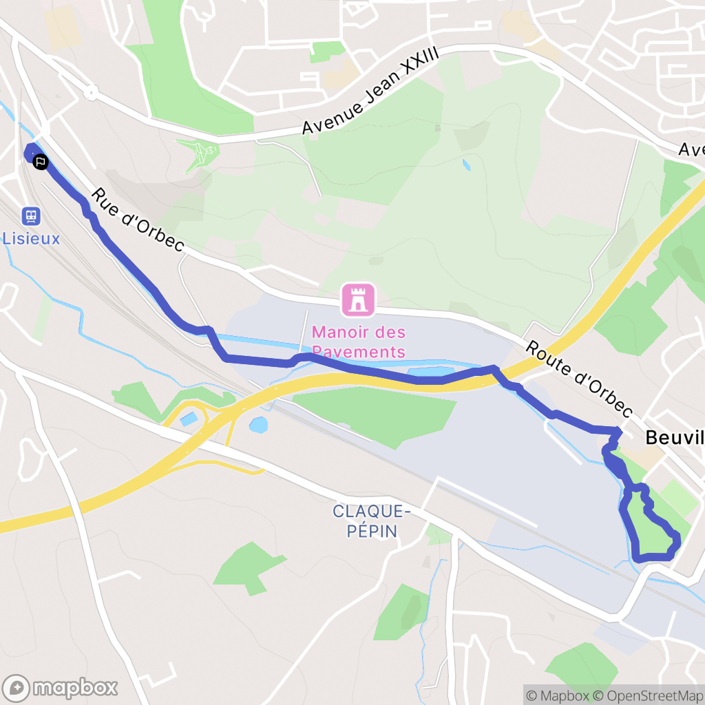 Lisieux : carte du parcours de randonnée - France
