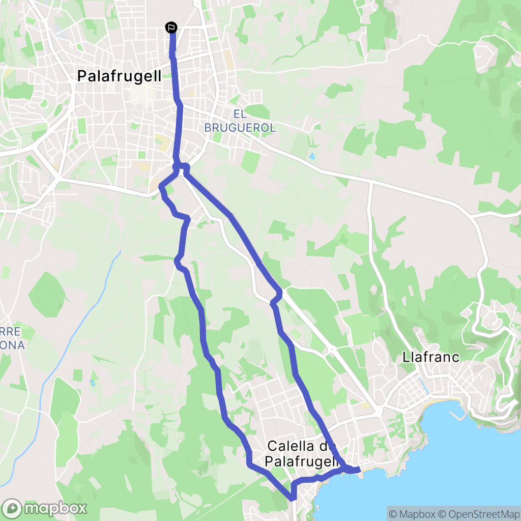 Palafrugell : carte du parcours de randonnée - Spain
