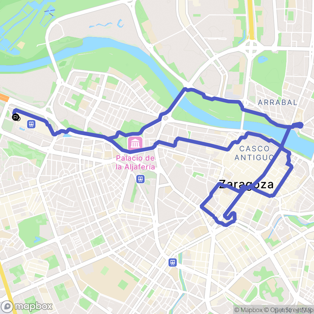 Zaragoza : carte du parcours de randonnée - Spain
