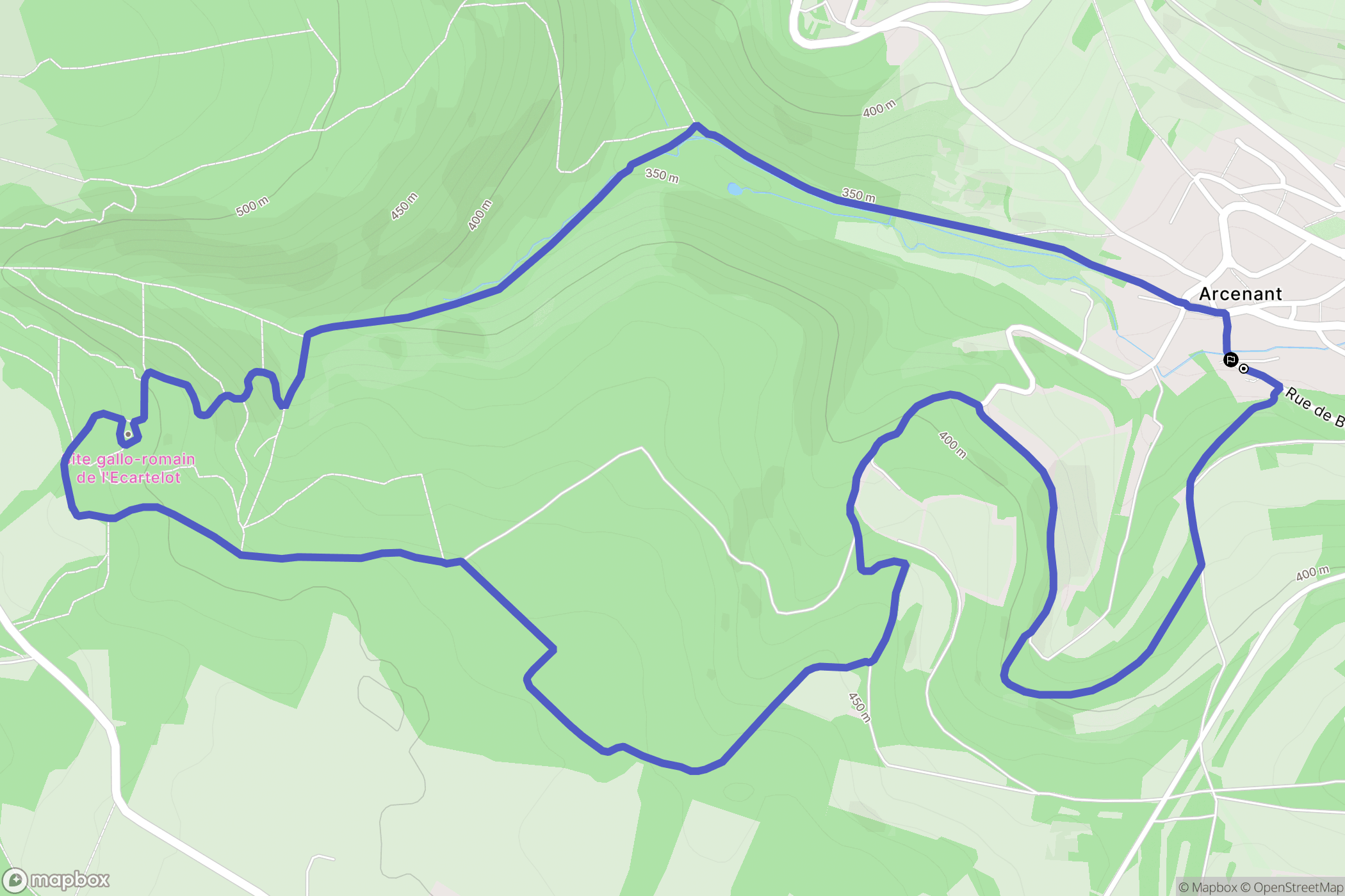 Arcenant : carte du parcours de randonnée - France
