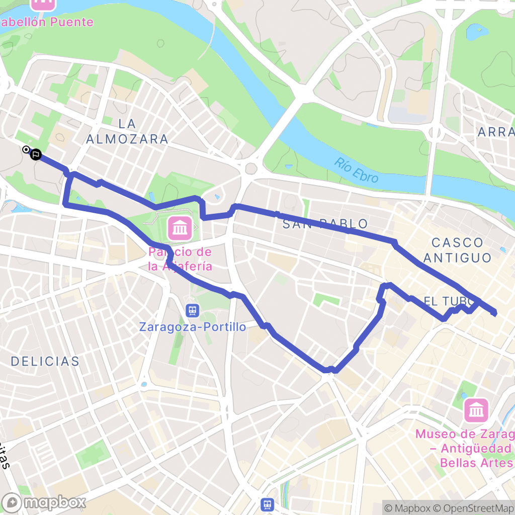 Zaragoza : carte du parcours de randonnée - Spain