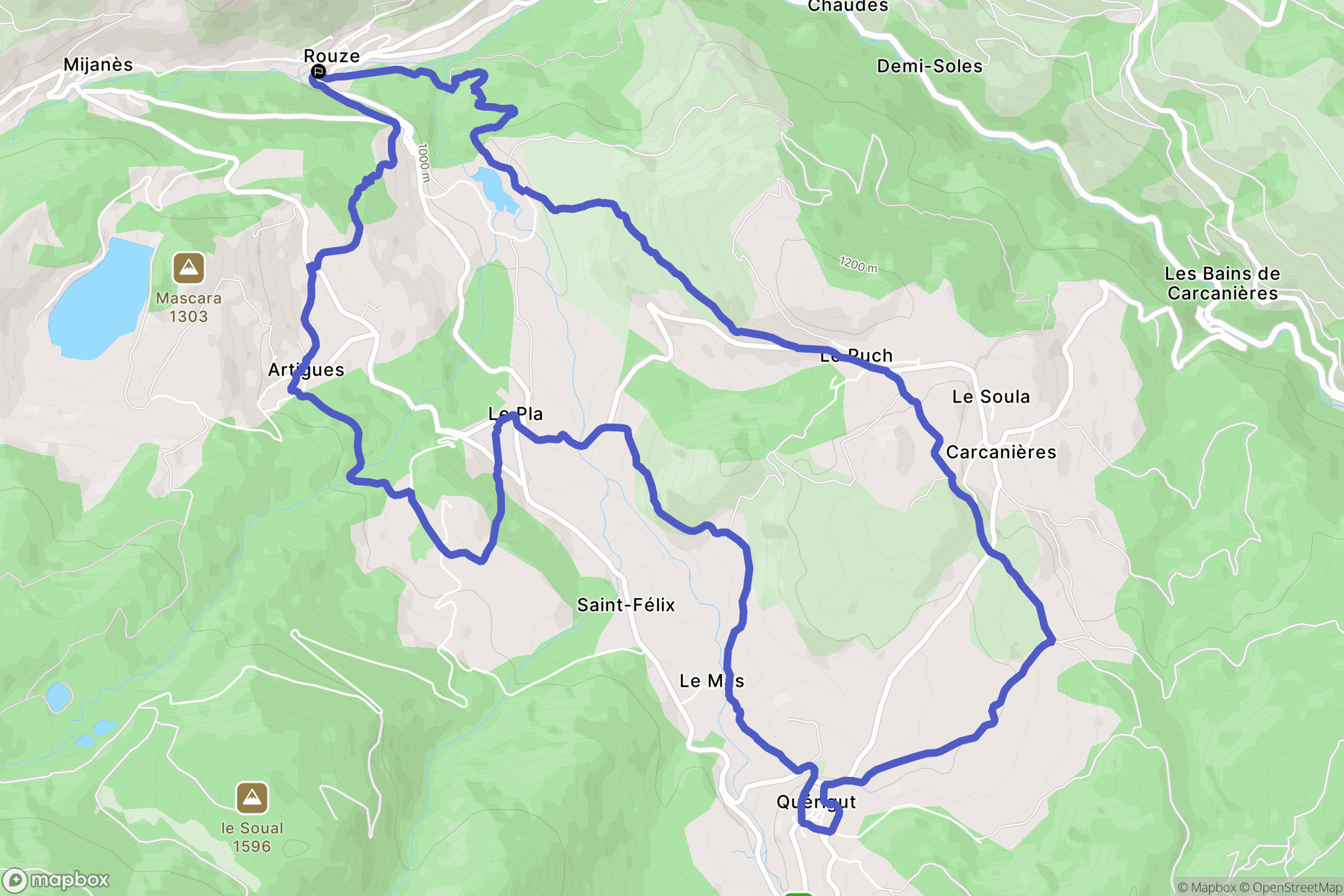 Rouze : carte du parcours de randonnée - France