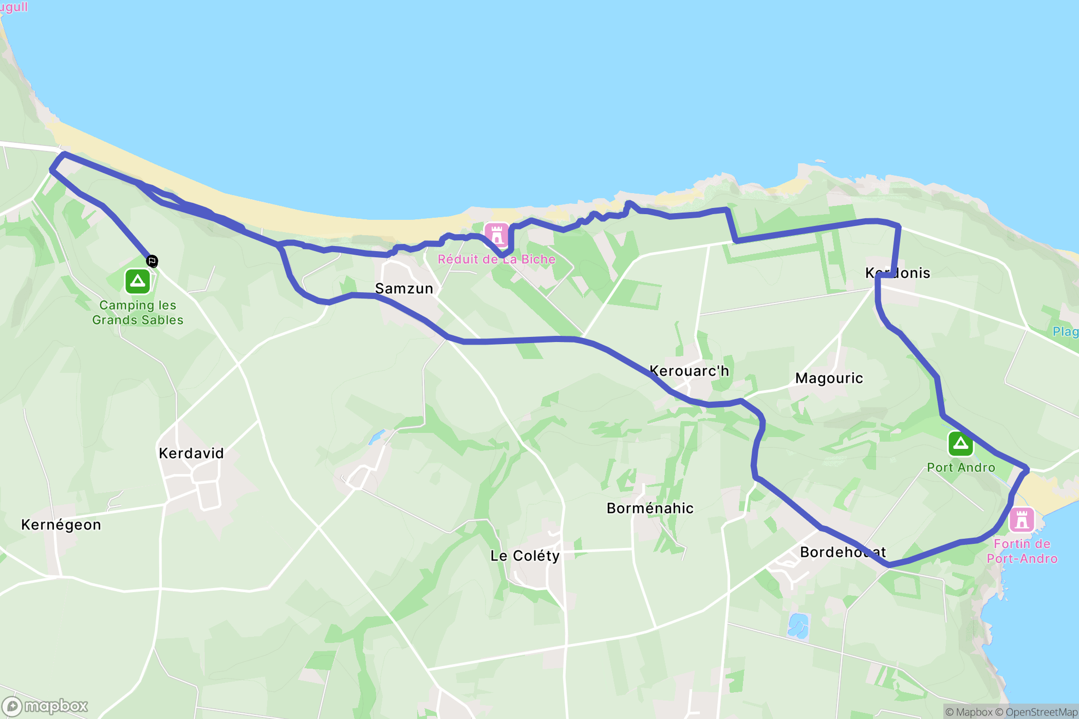Locmaria : carte du parcours de randonnée - France