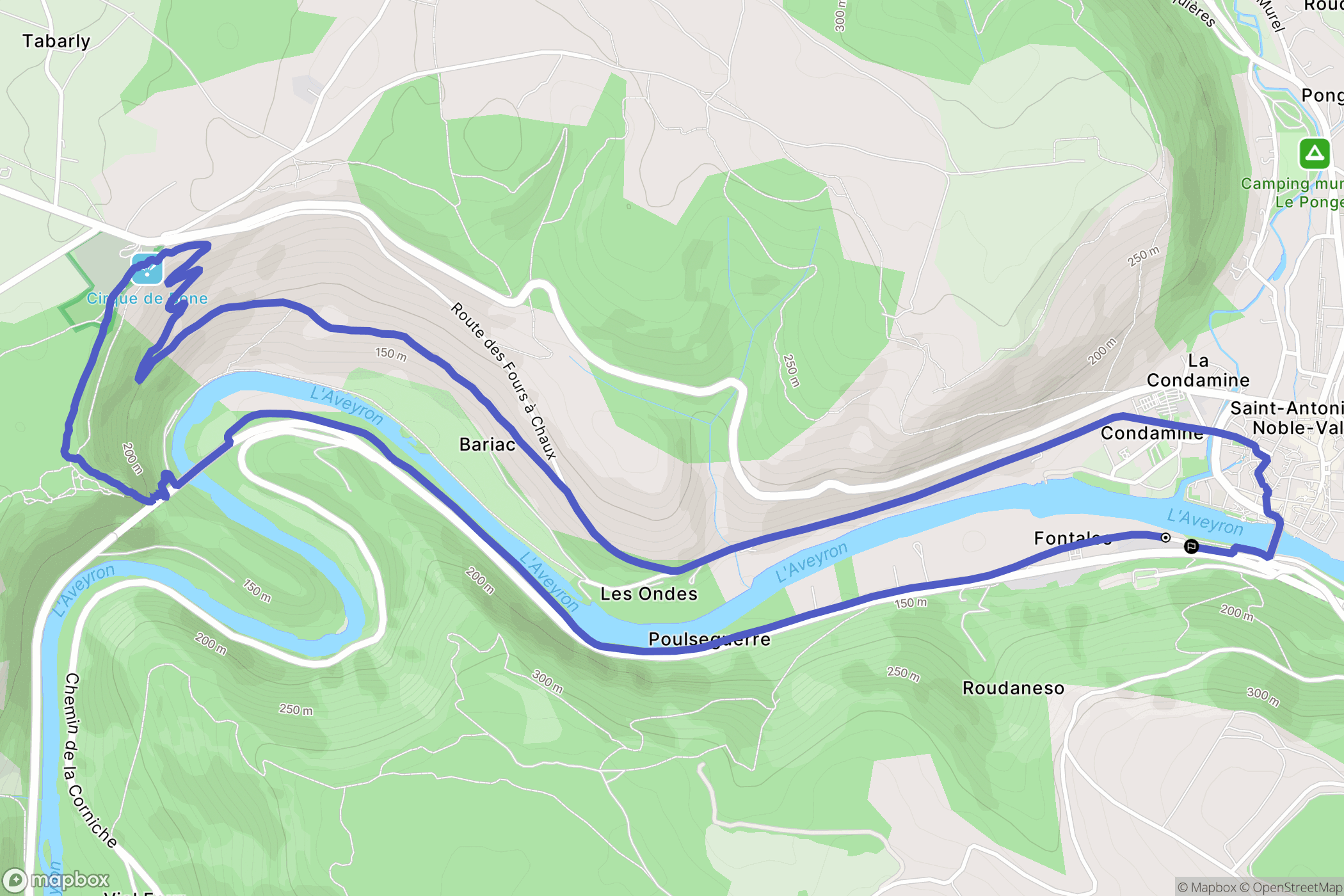 Saint-Antonin-Noble-Val : carte du parcours de randonnée - France