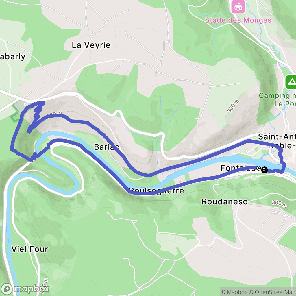 Saint-Antonin-Noble-Val : carte du parcours de randonnée - France