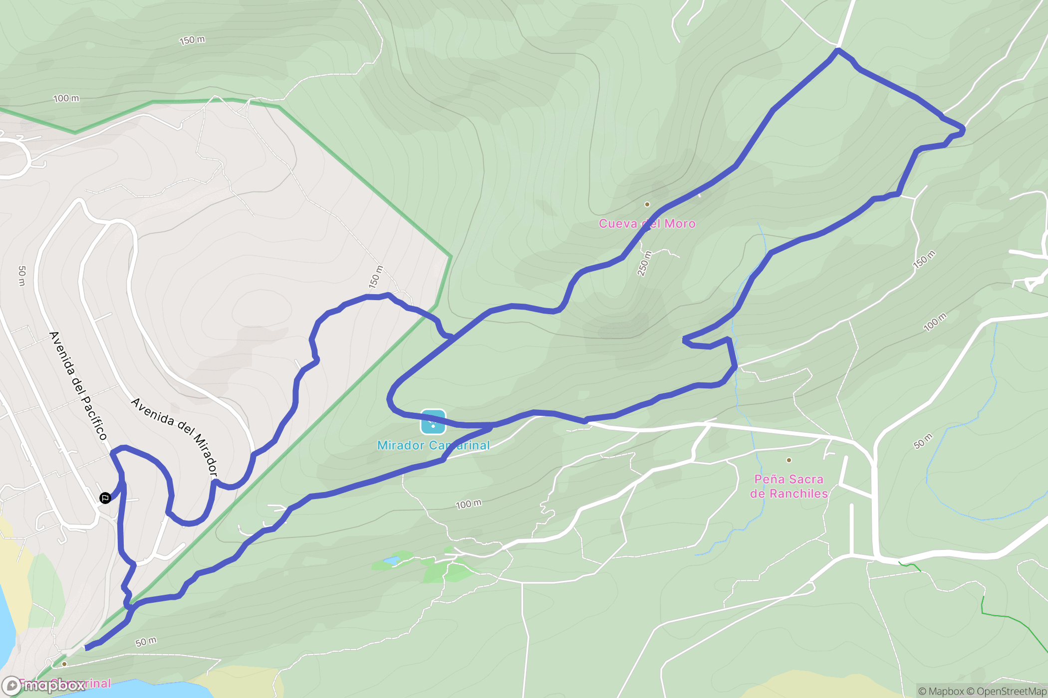Tarifa : carte du parcours de randonnée - Spain