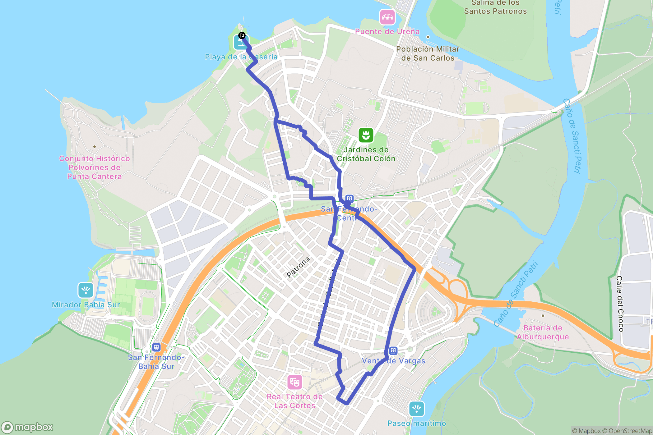 San Fernando : carte du parcours de randonnée - Spain