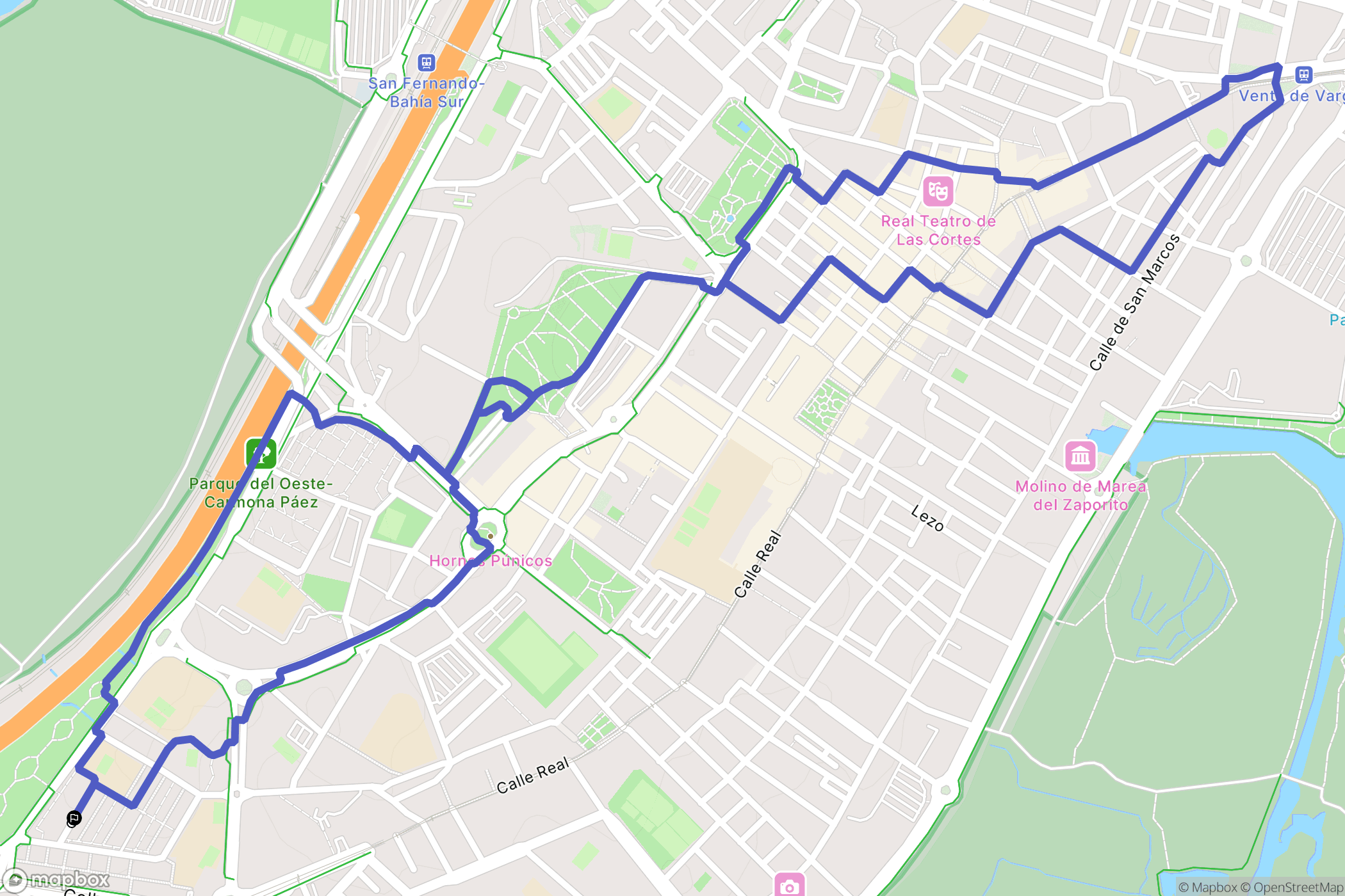 San Fernando : carte du parcours de randonnée - Spain