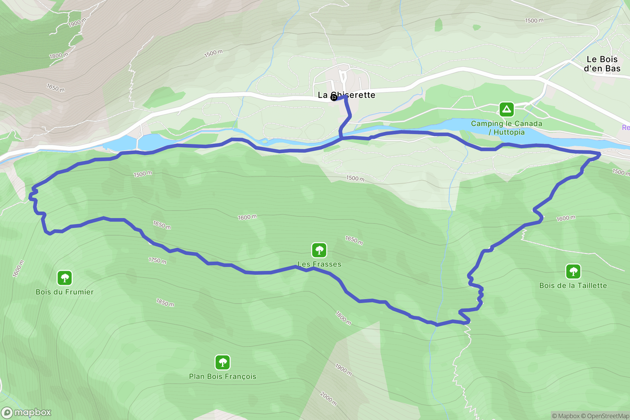 Champagny-en-Vanoise : carte du parcours de randonnée - France