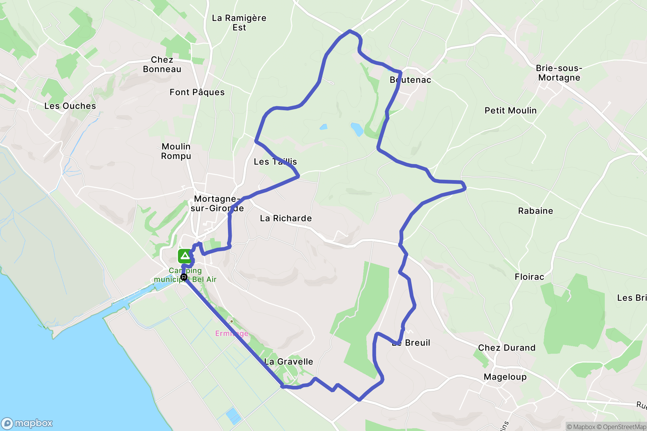 Mortagne-sur-Gironde : carte du parcours de randonnée - France