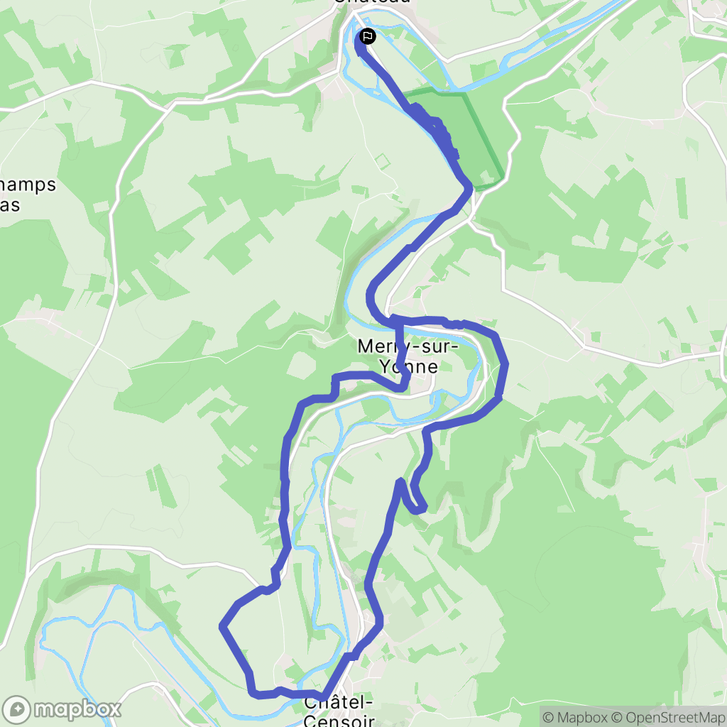 Mailly-le-Château : carte du parcours de randonnée - France