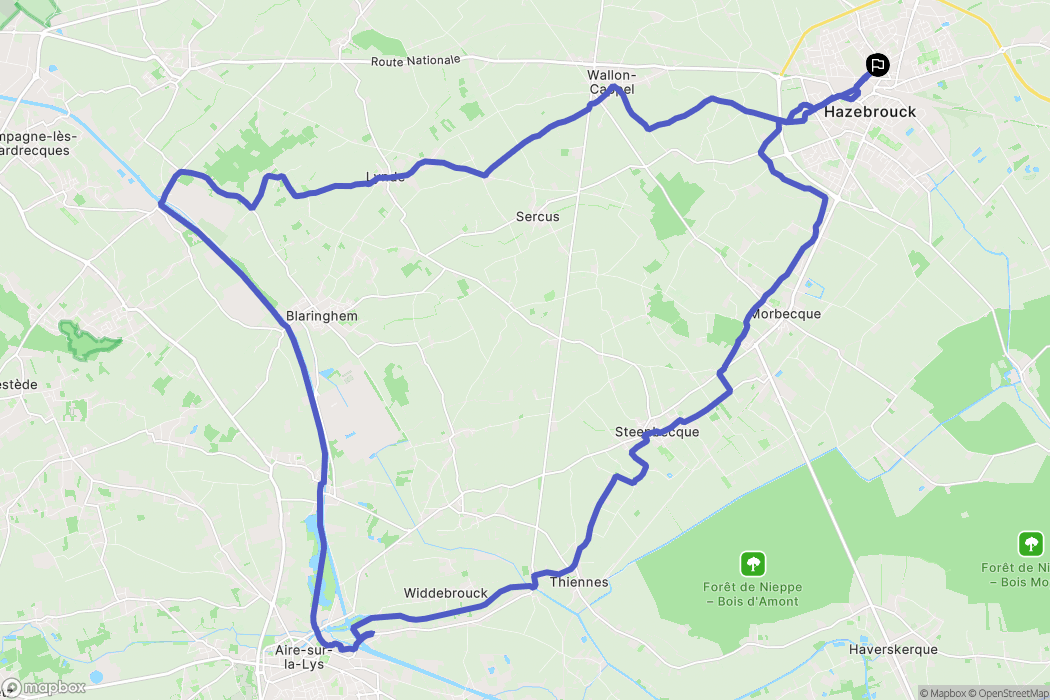 Hazebrouck : carte du parcours de randonnée - France