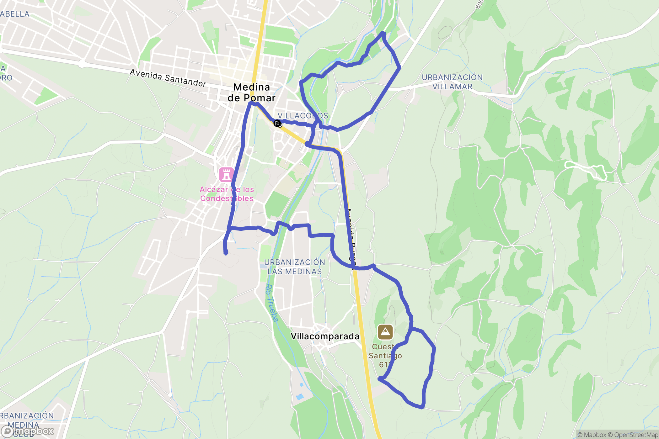 Medina de Pomar : carte du parcours de randonnée - Spain