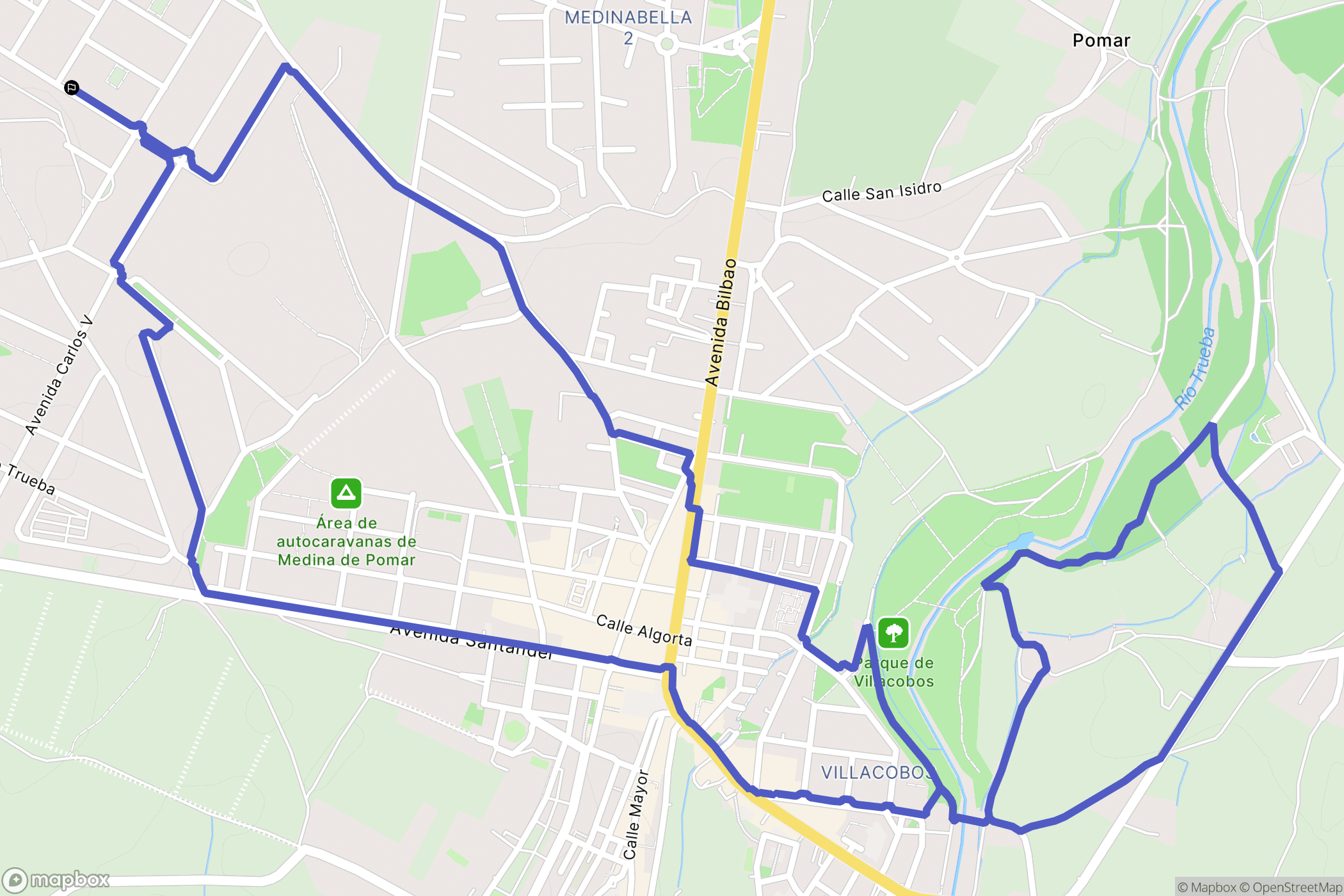 Medina de Pomar : carte du parcours de randonnée - Spain