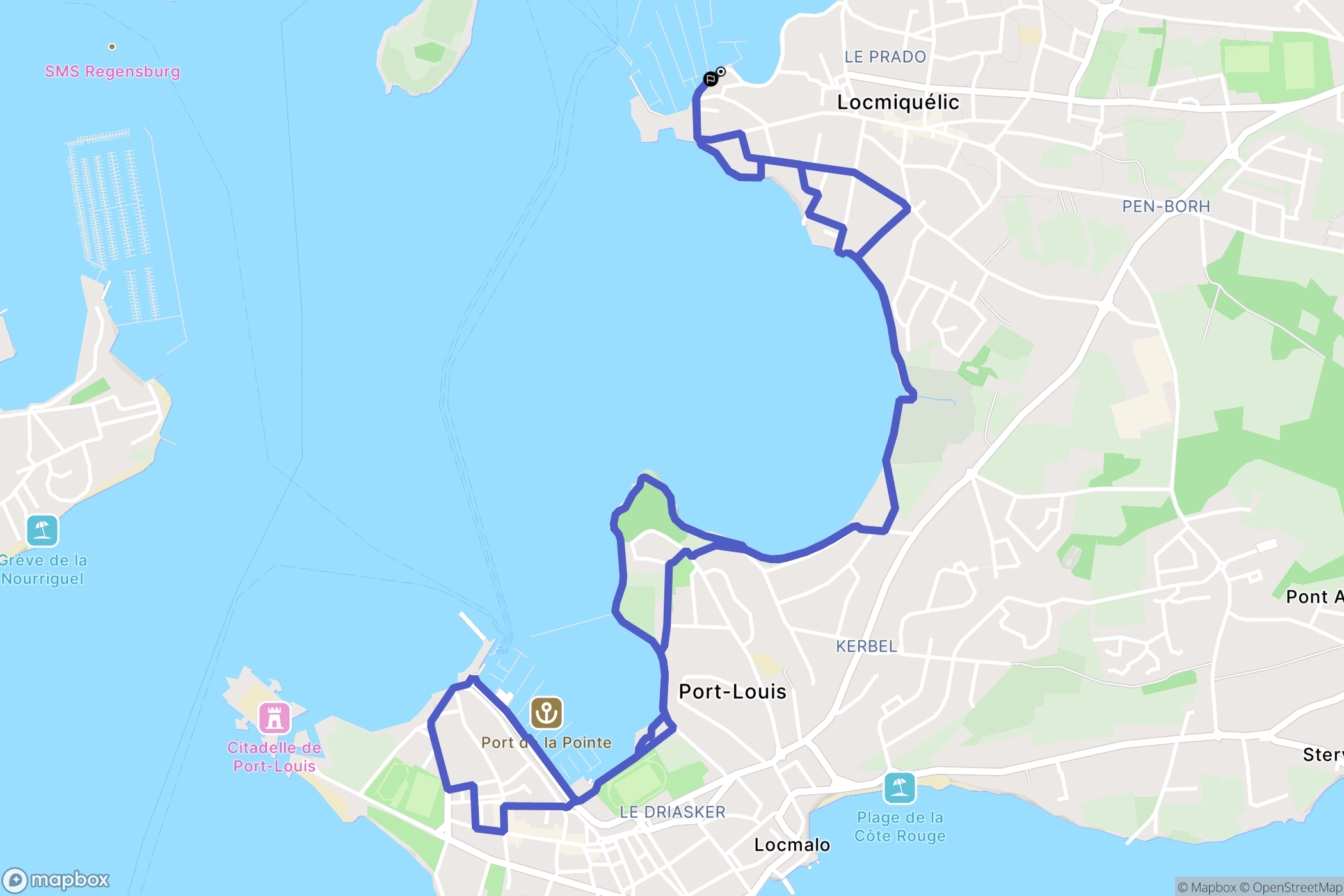 Locmiquélic : carte du parcours de randonnée - France