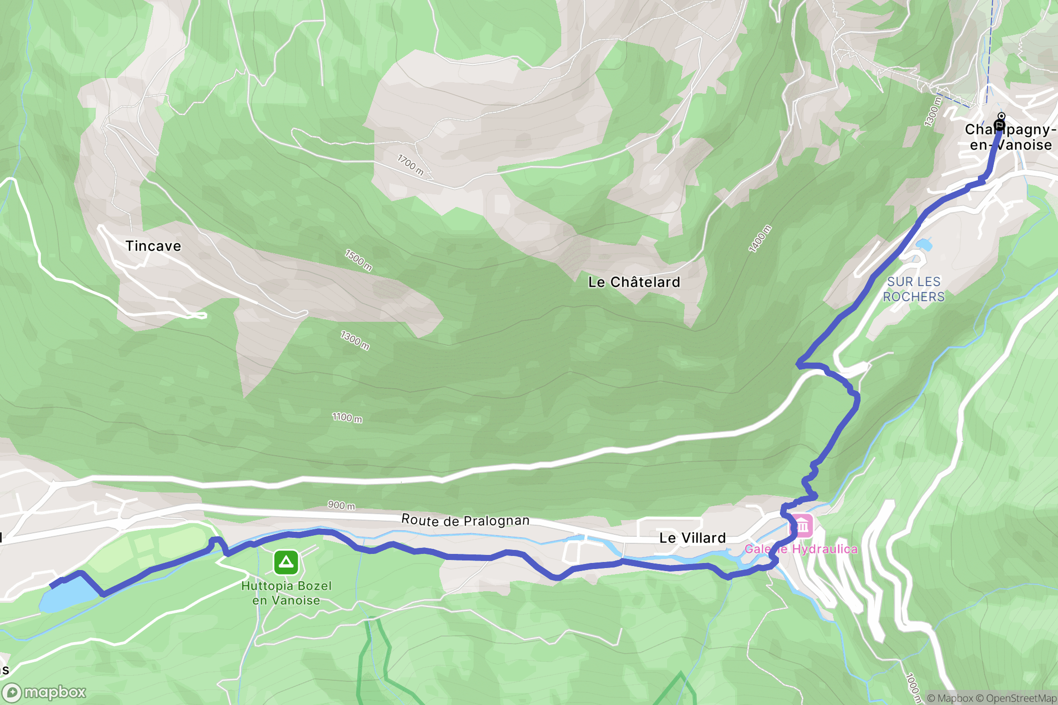 Champagny-en-Vanoise : carte du parcours de randonnée - France