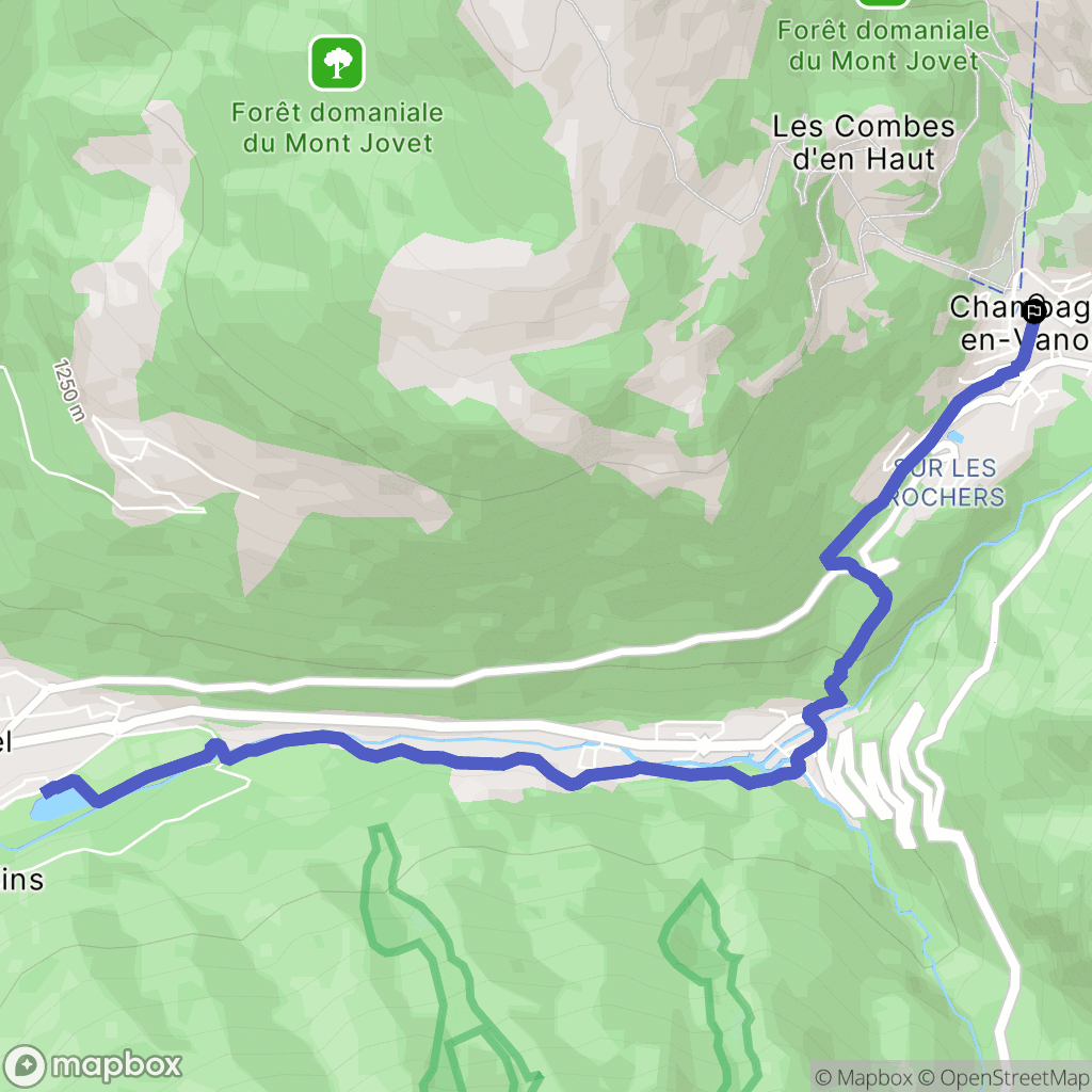 Champagny-en-Vanoise : carte du parcours de randonnée - France