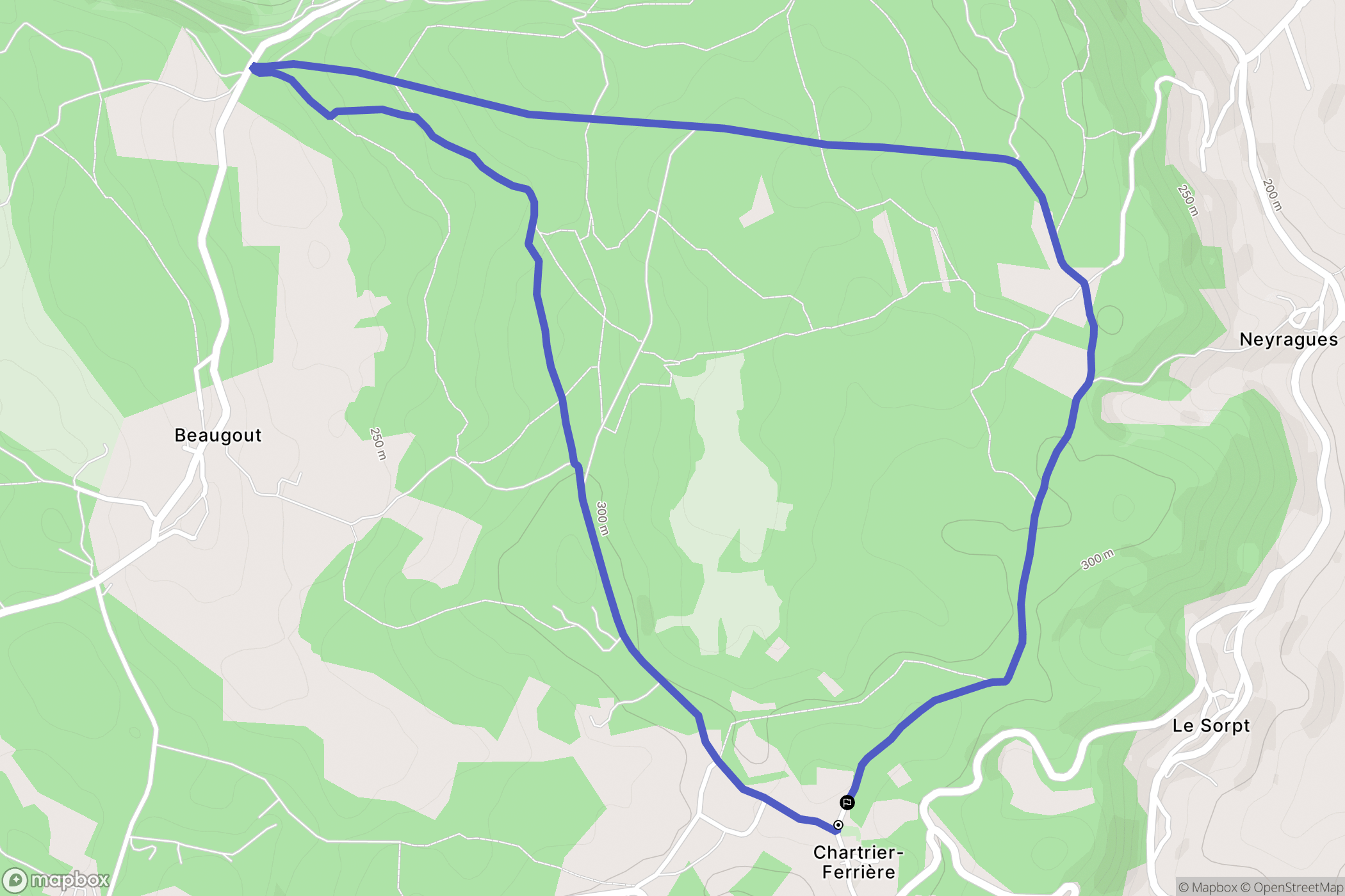 Chartrier-Ferrière : carte du parcours de randonnée - France