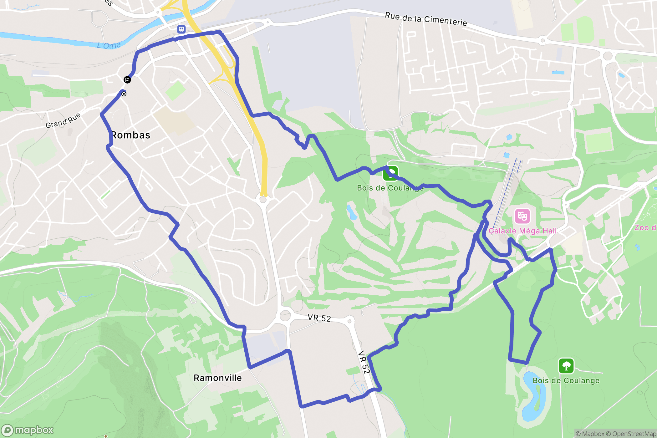 Rombas : carte du parcours de randonnée - France