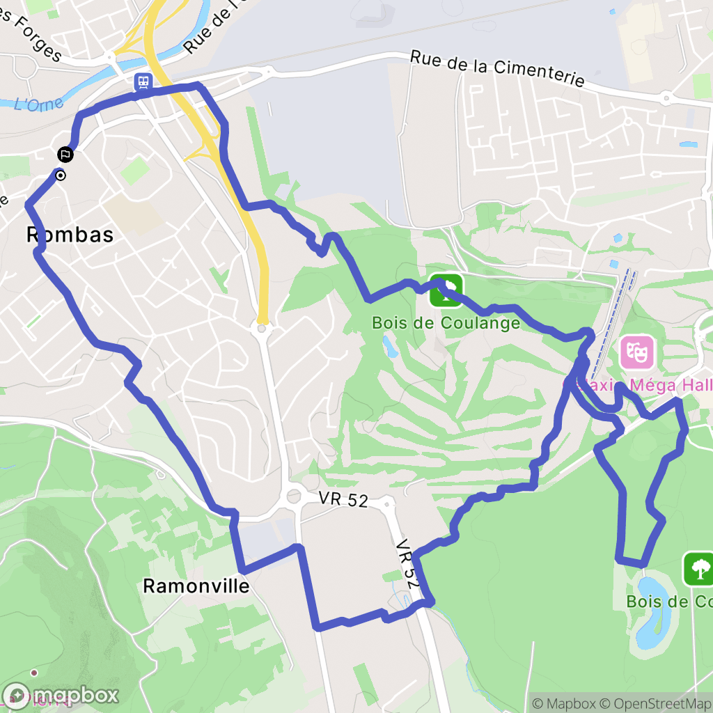 Rombas : carte du parcours de randonnée - France