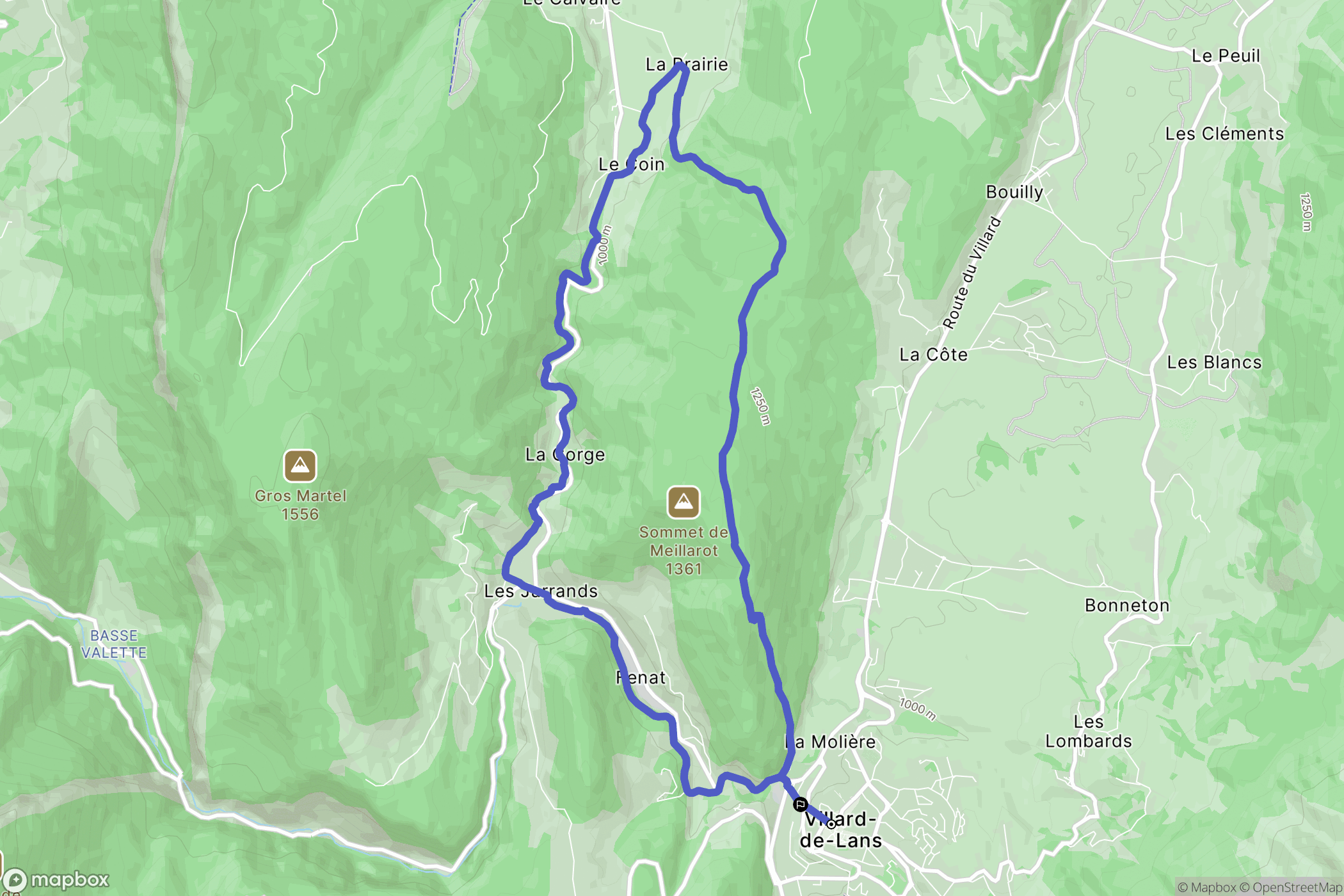 Villard-de-Lans : carte du parcours de randonnée - France