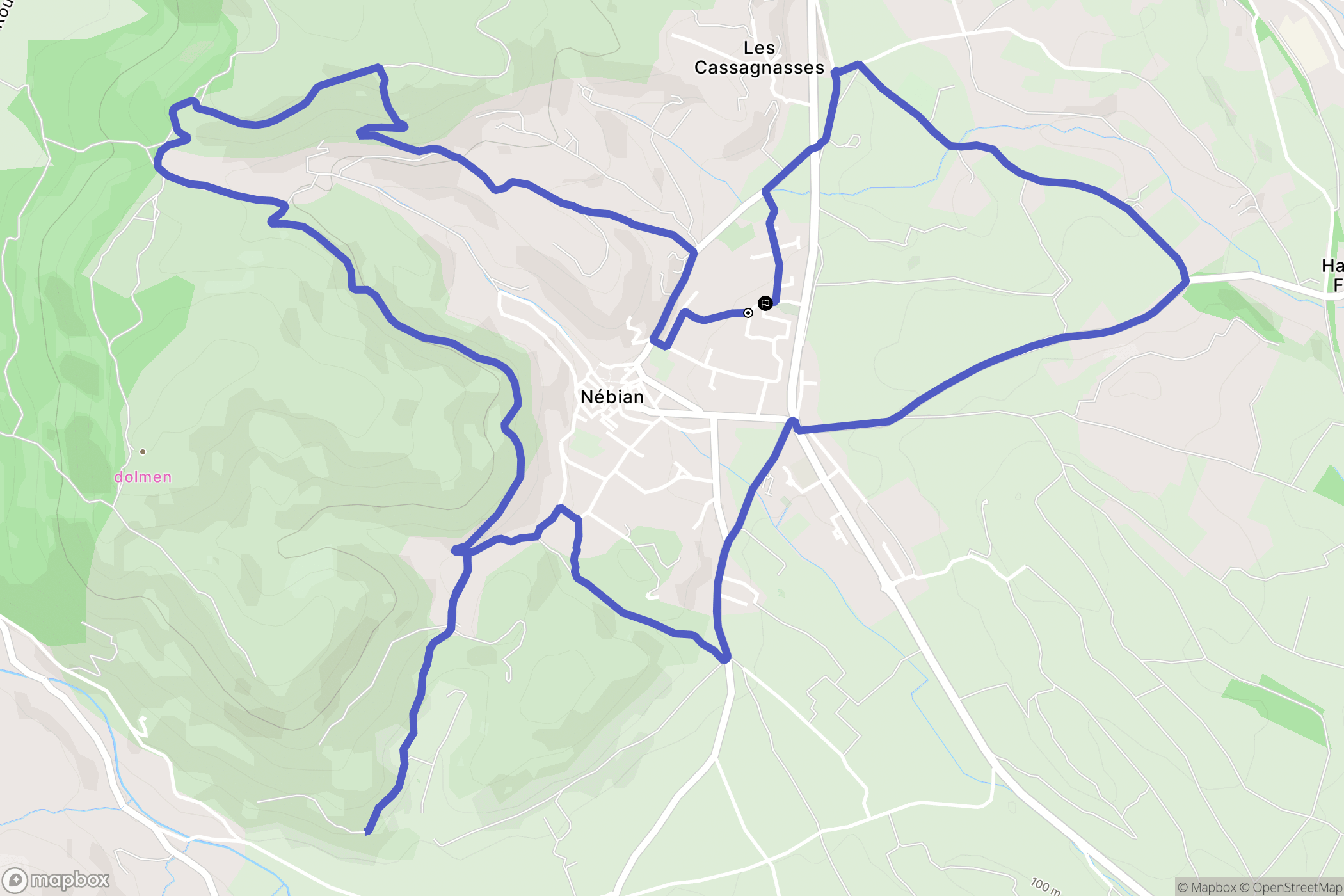 Nébian : carte du parcours de randonnée - France