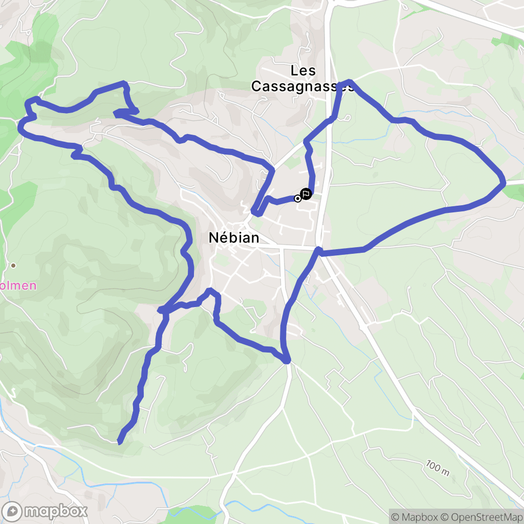 Nébian : carte du parcours de randonnée - France