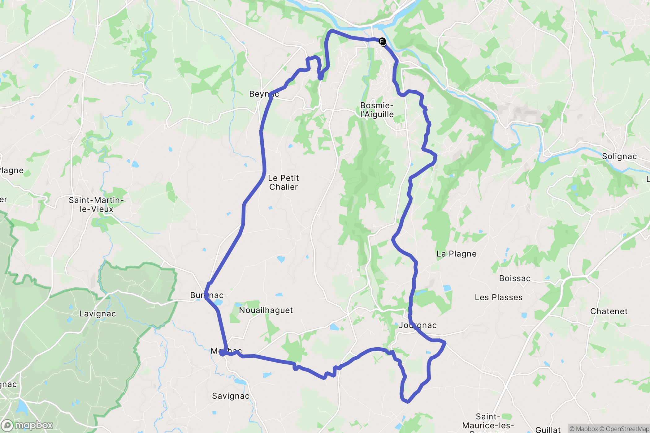 Bosmie-l'Aiguille : carte du parcours de randonnée - France